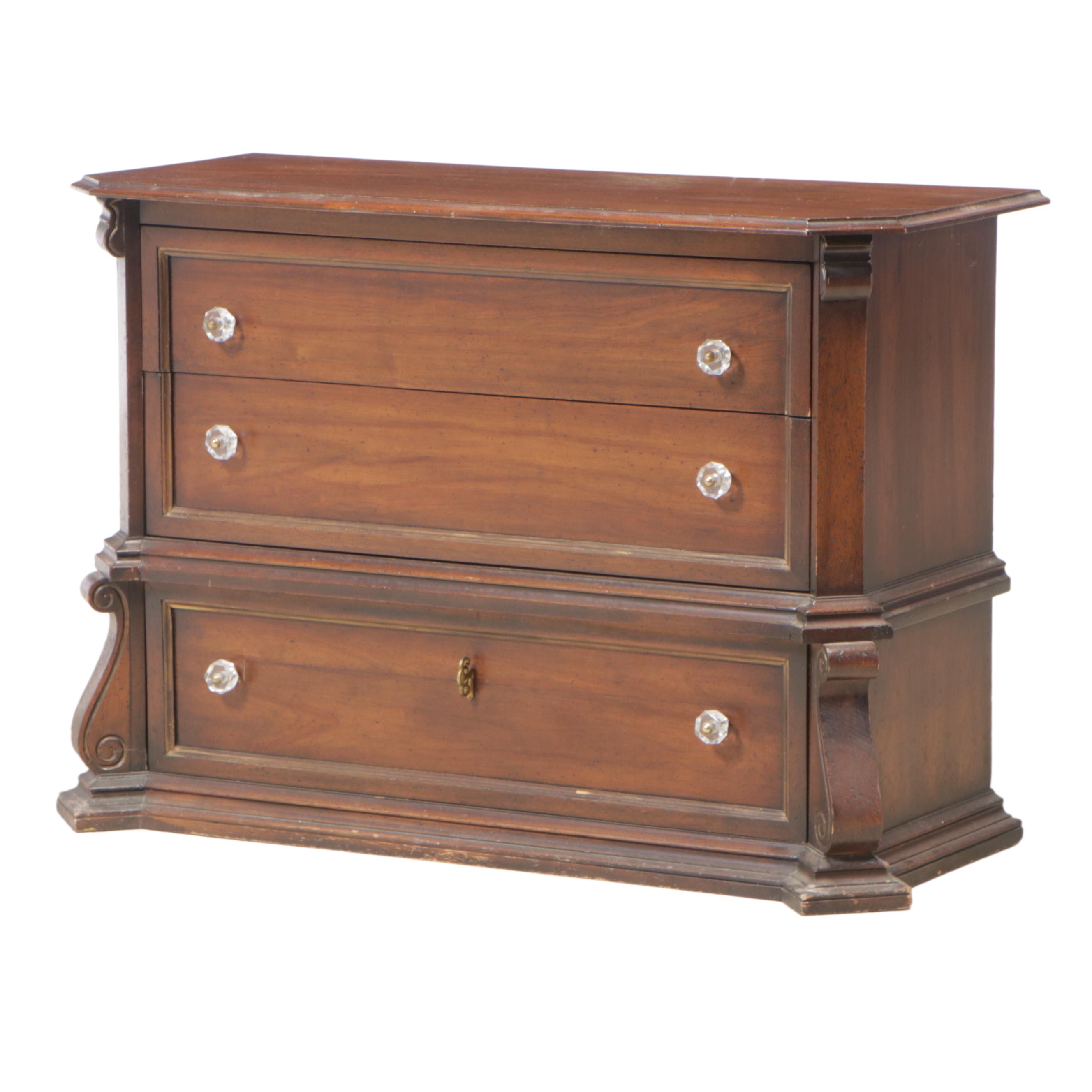 Kroehler Baroque Style Hardwood Three-Drawer Commode, Mid to Late 20th Century