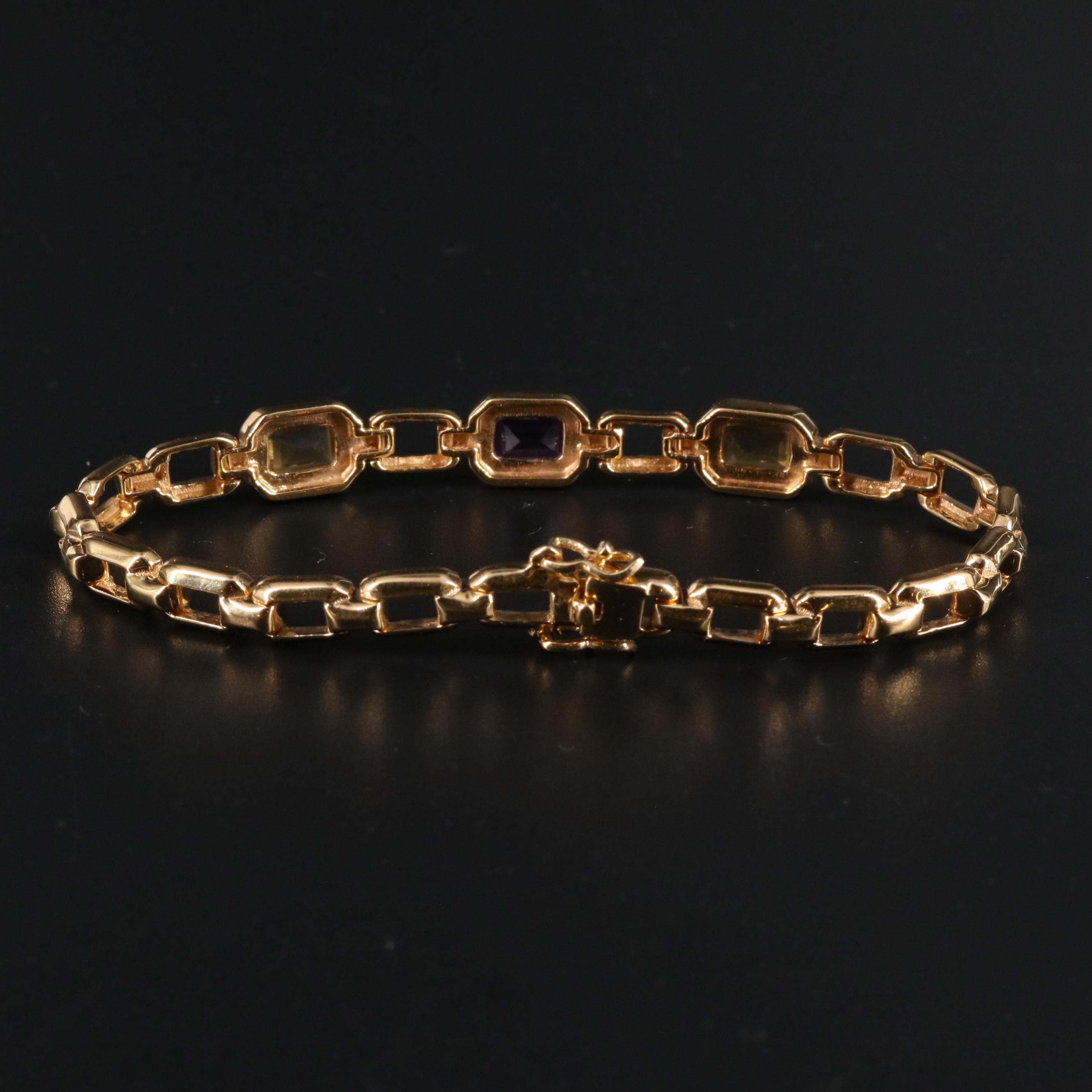 Sterling Silver Bracelet with Gemstones