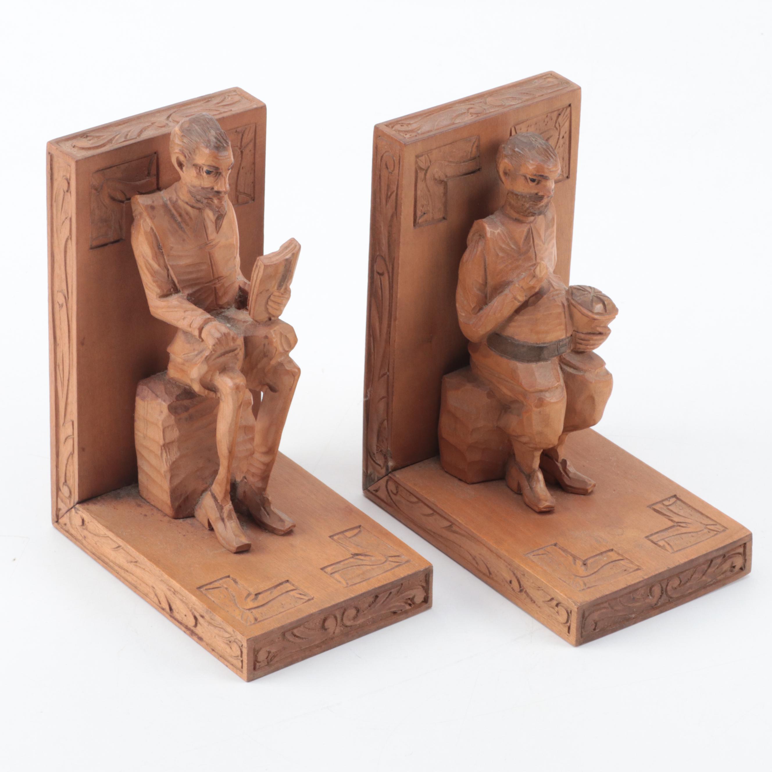 Ouro Don Quixote and Sancho Panza Hand Carved Spanish Wooden Bookends
