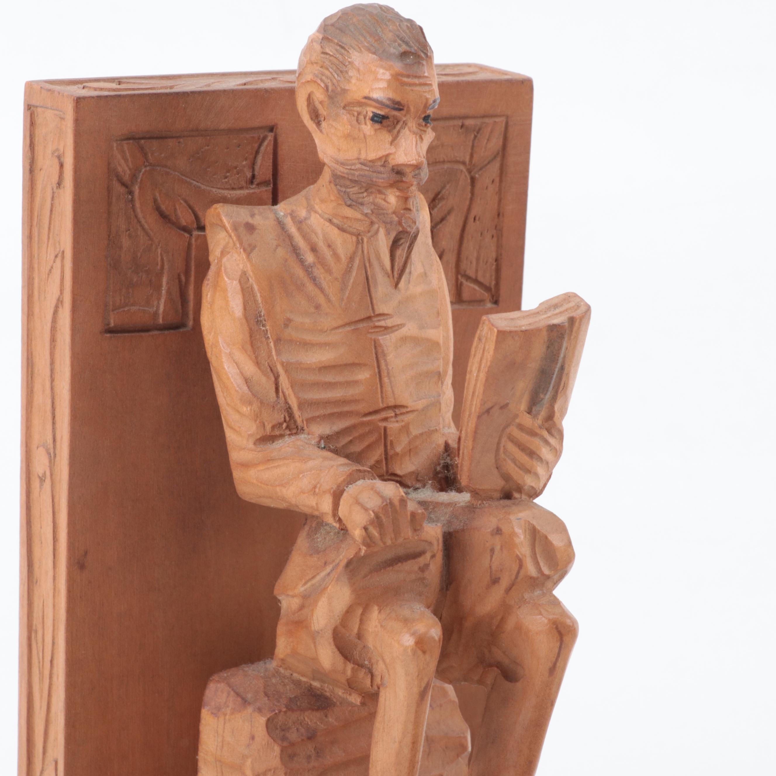 Ouro Don Quixote and Sancho Panza Hand Carved Spanish Wooden Bookends
