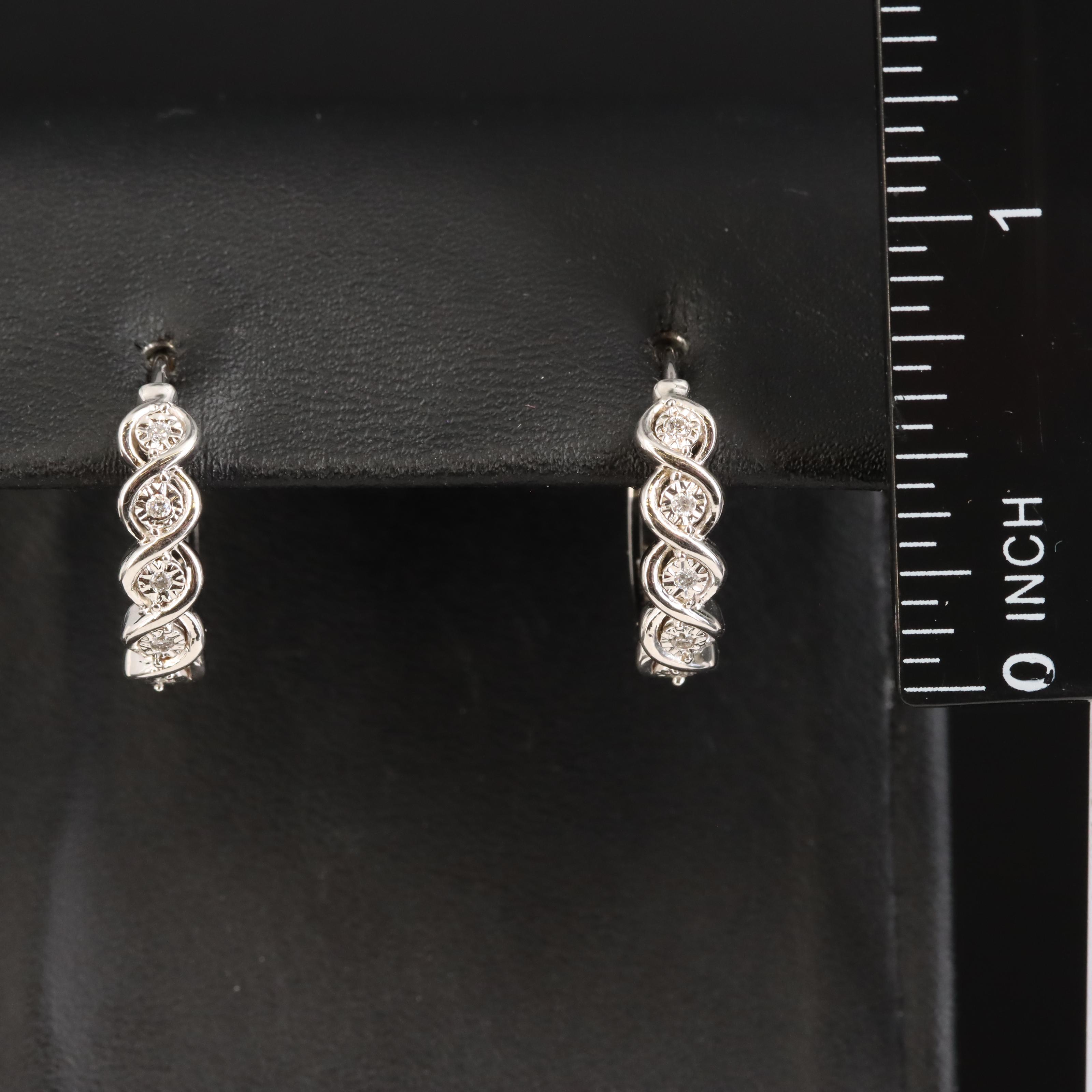 Sterling Diamond Hoop Earrings