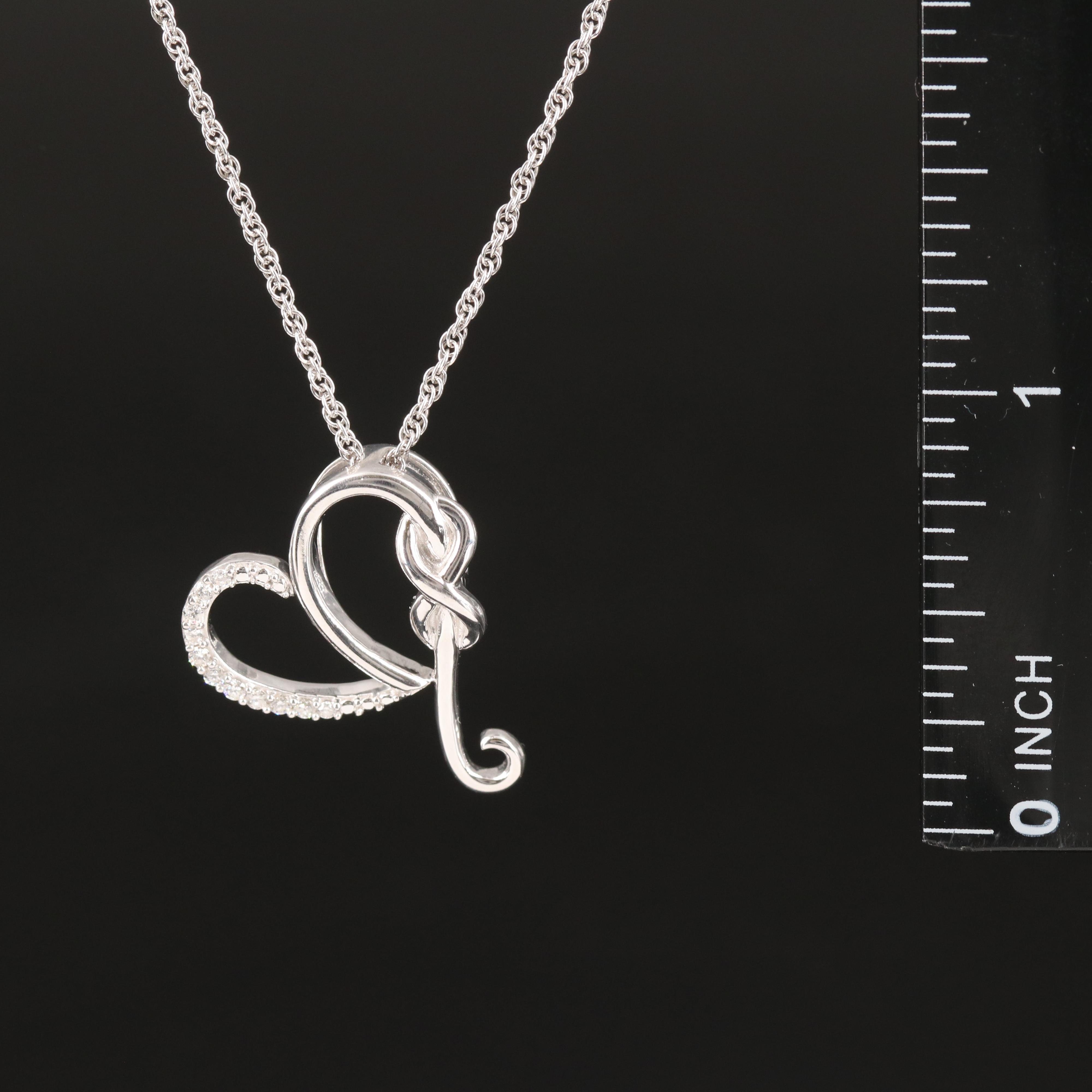 Sterling Diamond Infinity Heart Pendant Necklace