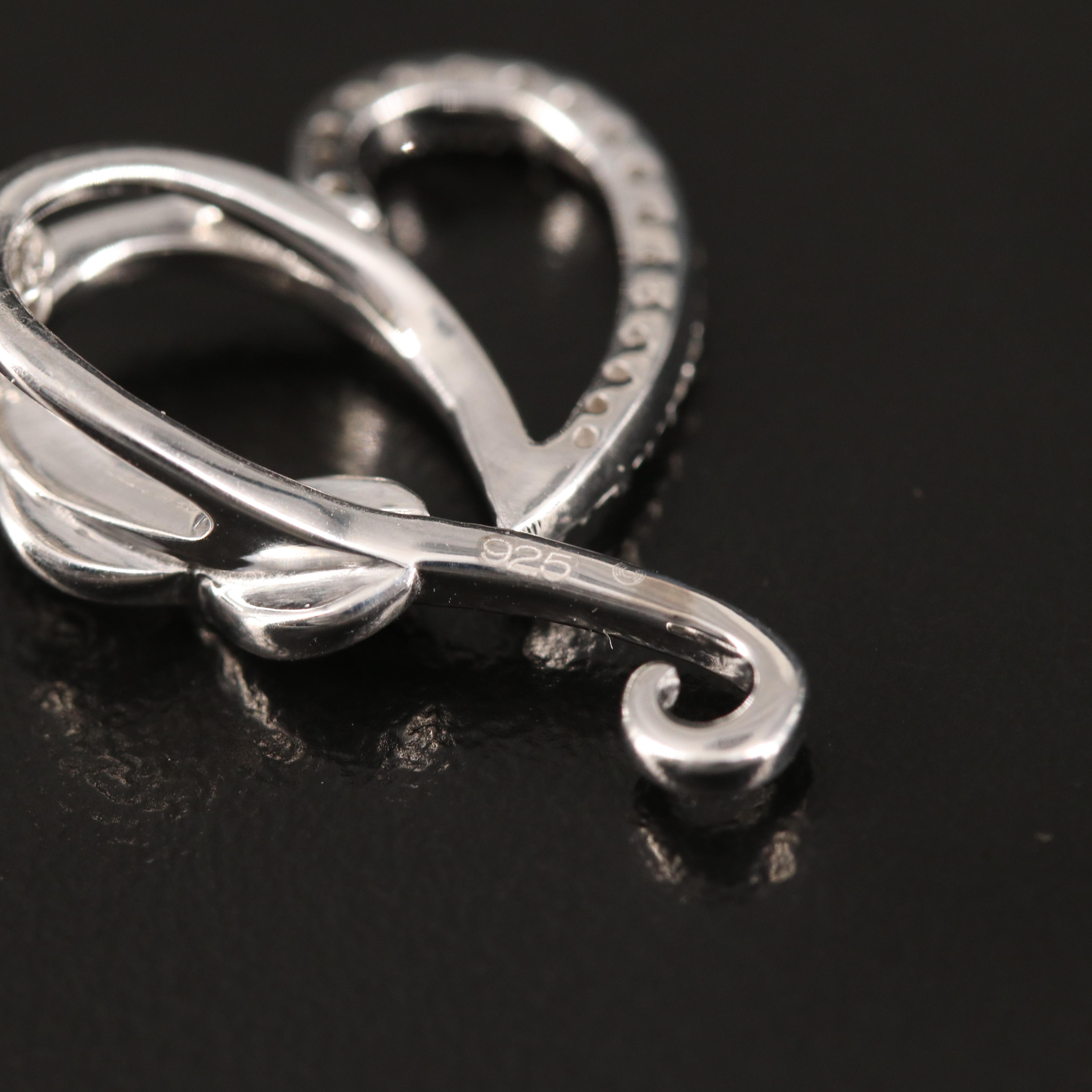Sterling Diamond Infinity Heart Pendant Necklace