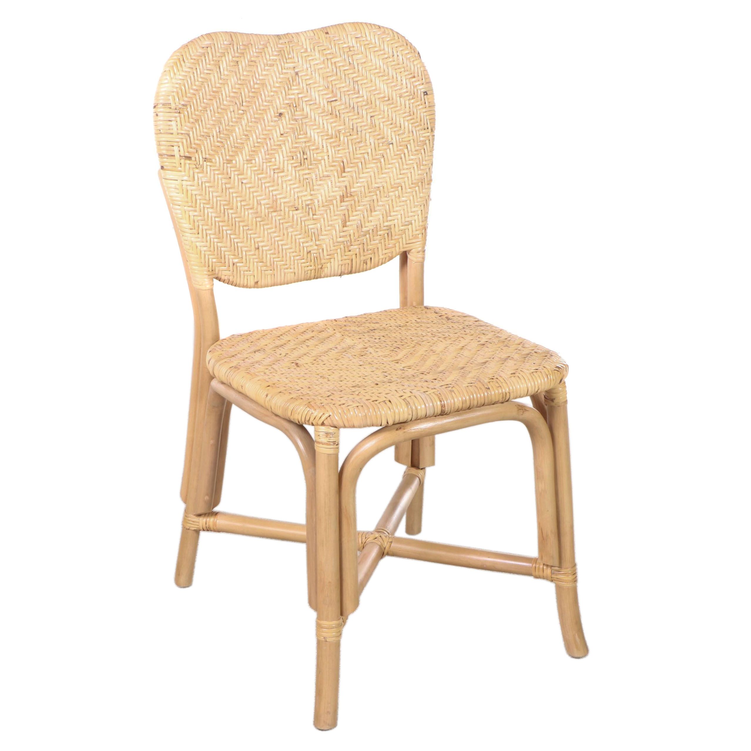 Set of Four Threshold with Studio McGee Interlaken Rattan Woven Dining Chairs