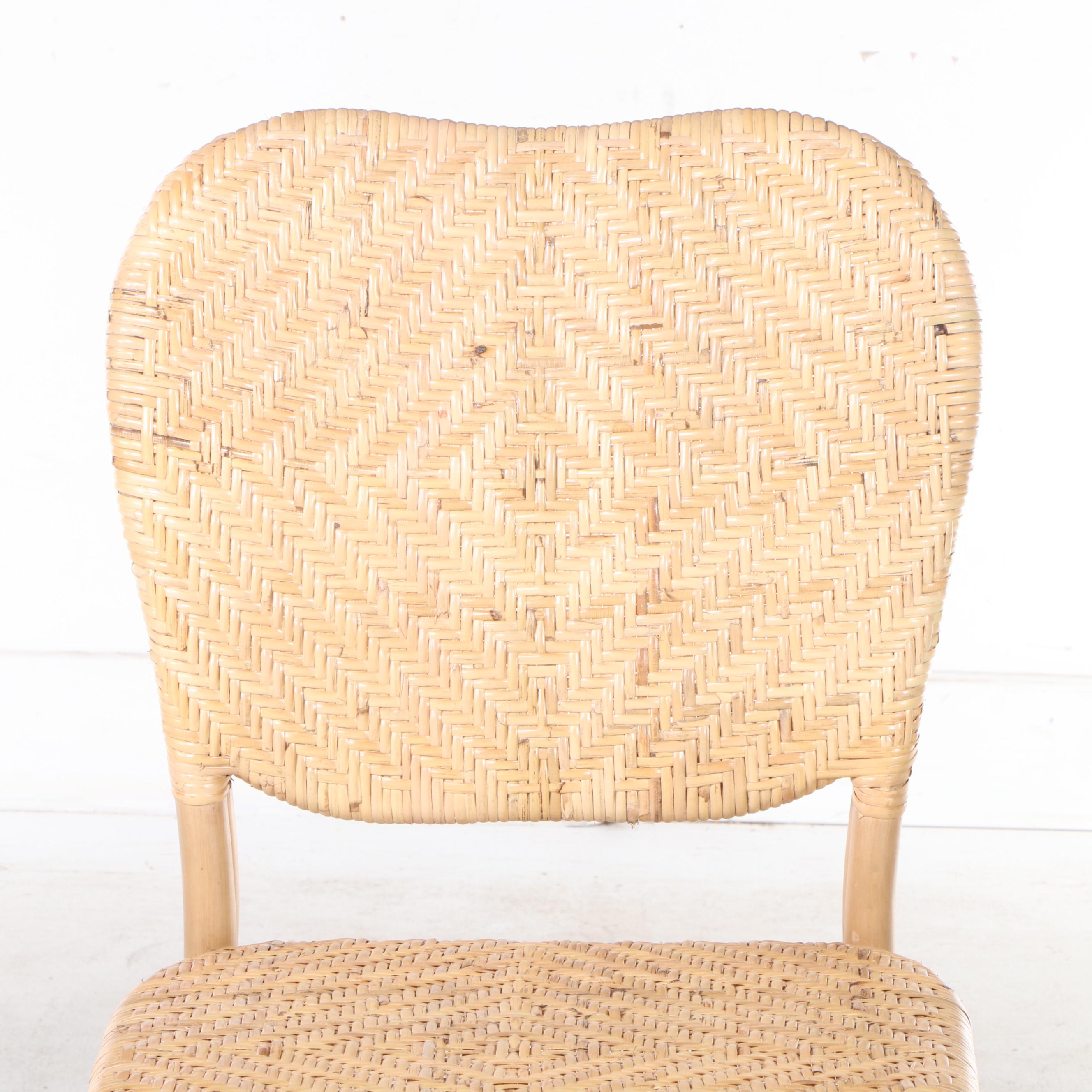 Set of Four Threshold with Studio McGee Interlaken Rattan Woven Dining Chairs