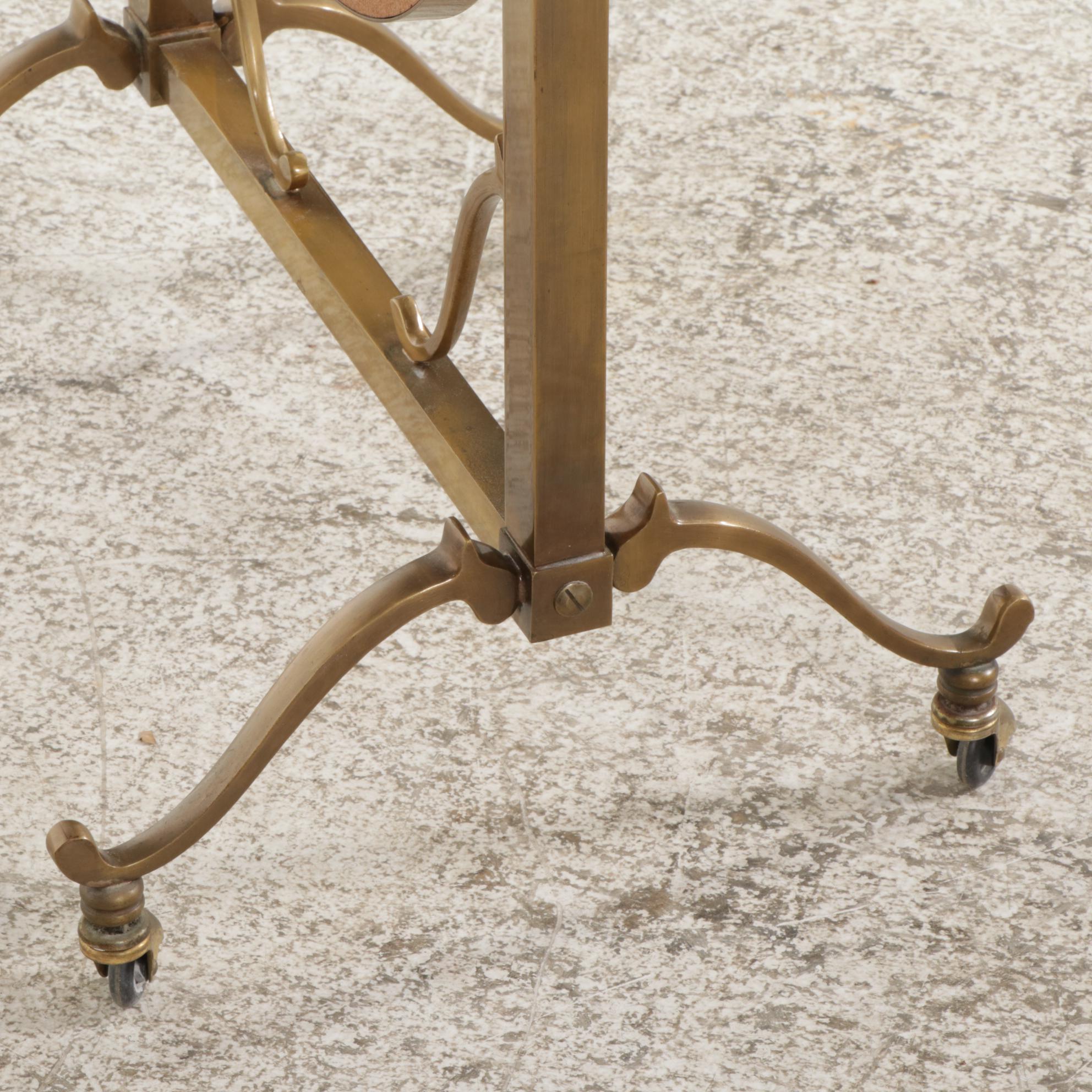 Art Deco Style Brass Racetrack Cheval Mirror on Casters