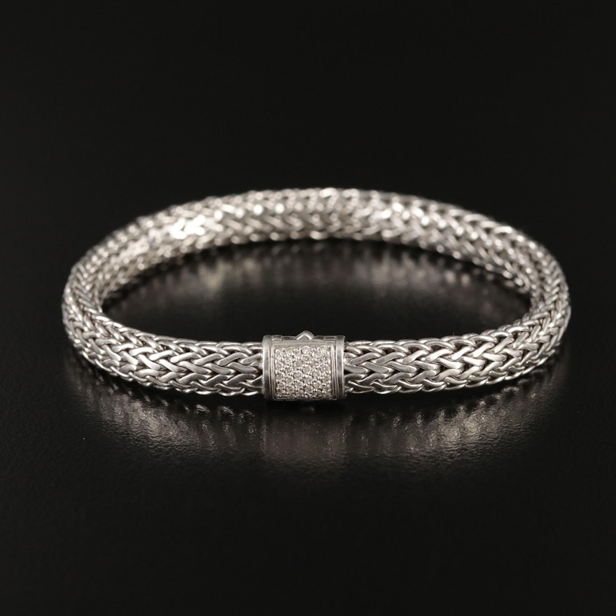 John Hardy "Classic Chain" Sterling Diamond Bracelet