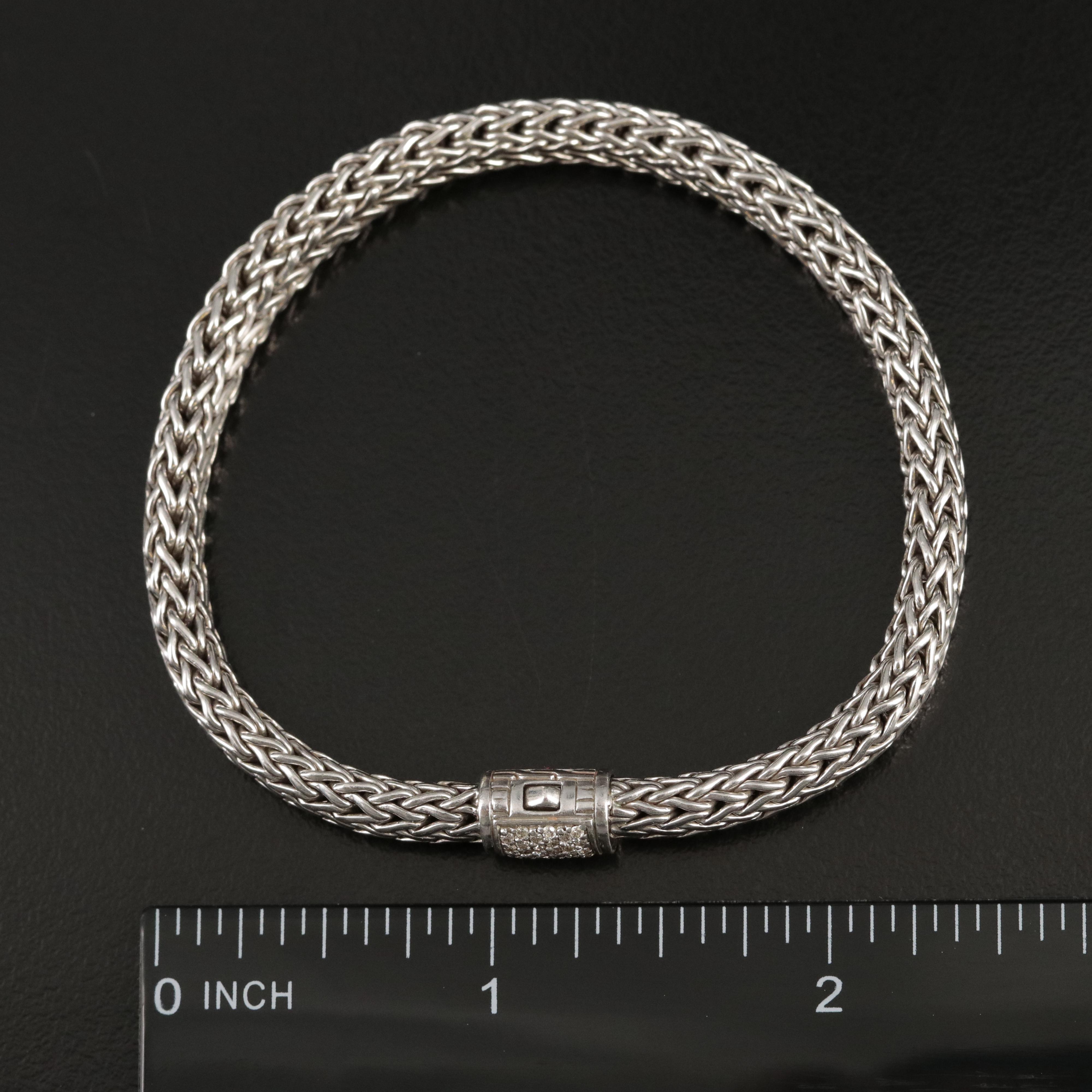 John Hardy "Classic Chain" Sterling Diamond Bracelet