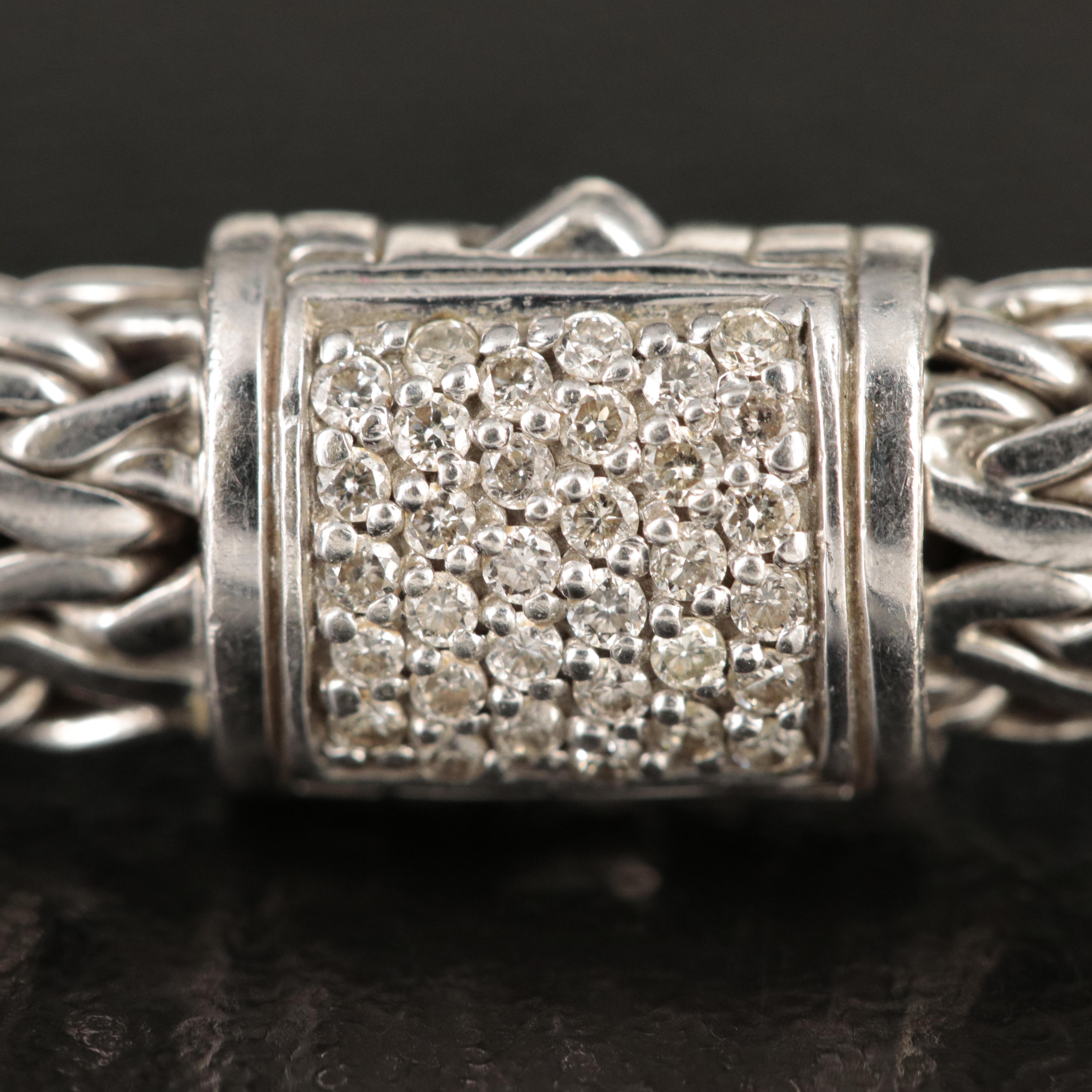 John Hardy "Classic Chain" Sterling Diamond Bracelet
