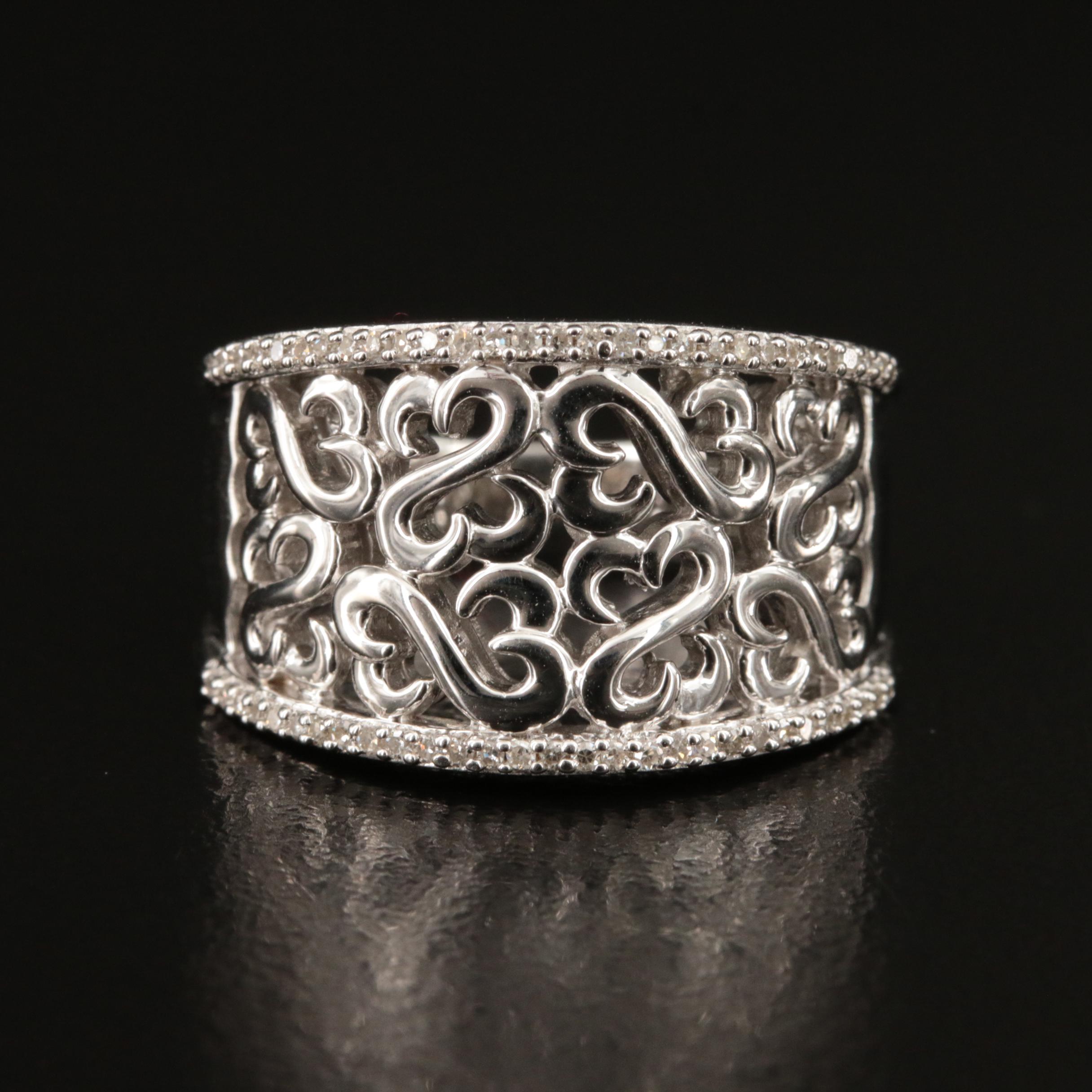 Sterling Diamond Open Heart Band
