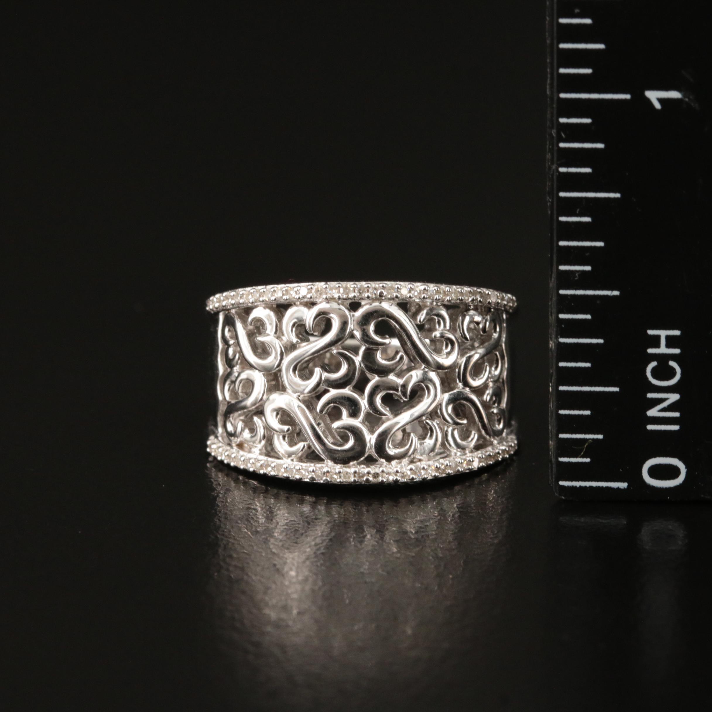 Sterling Diamond Open Heart Band