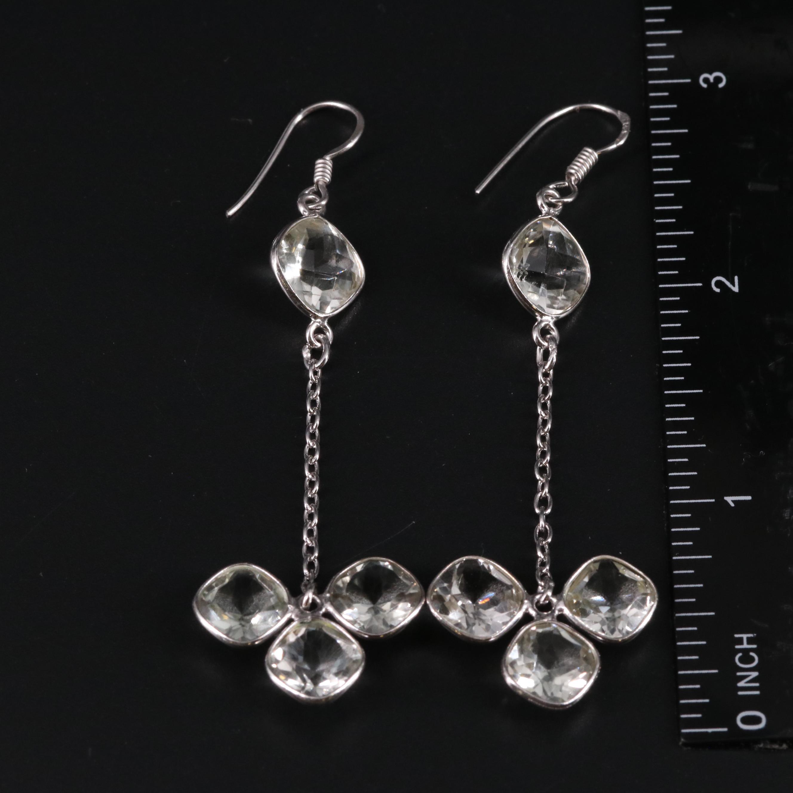 Sterling Prasiolite Dangle Earrings
