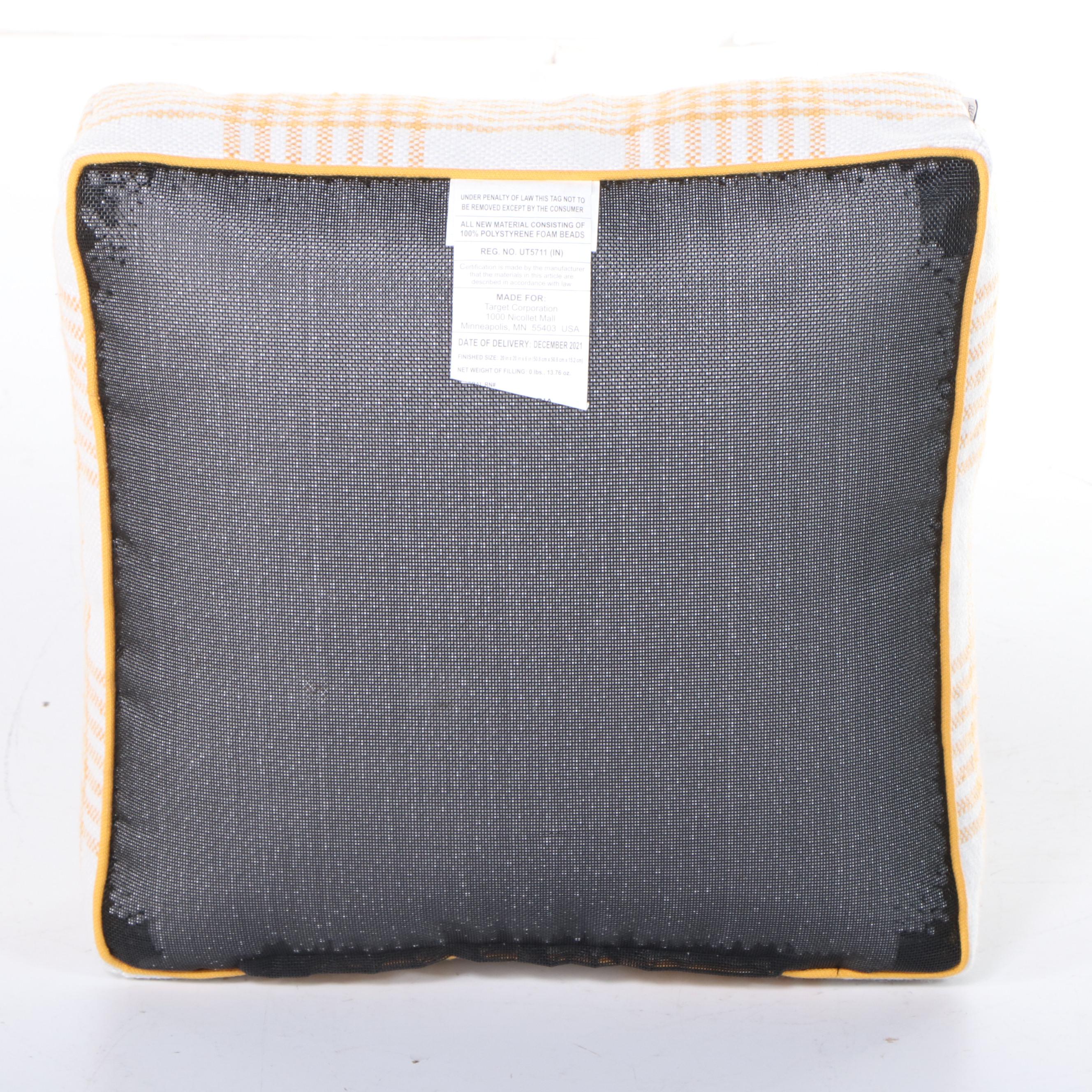 Set of Four Hearth & Hand with Magnolia Plaid Outdoor Floor Cushions