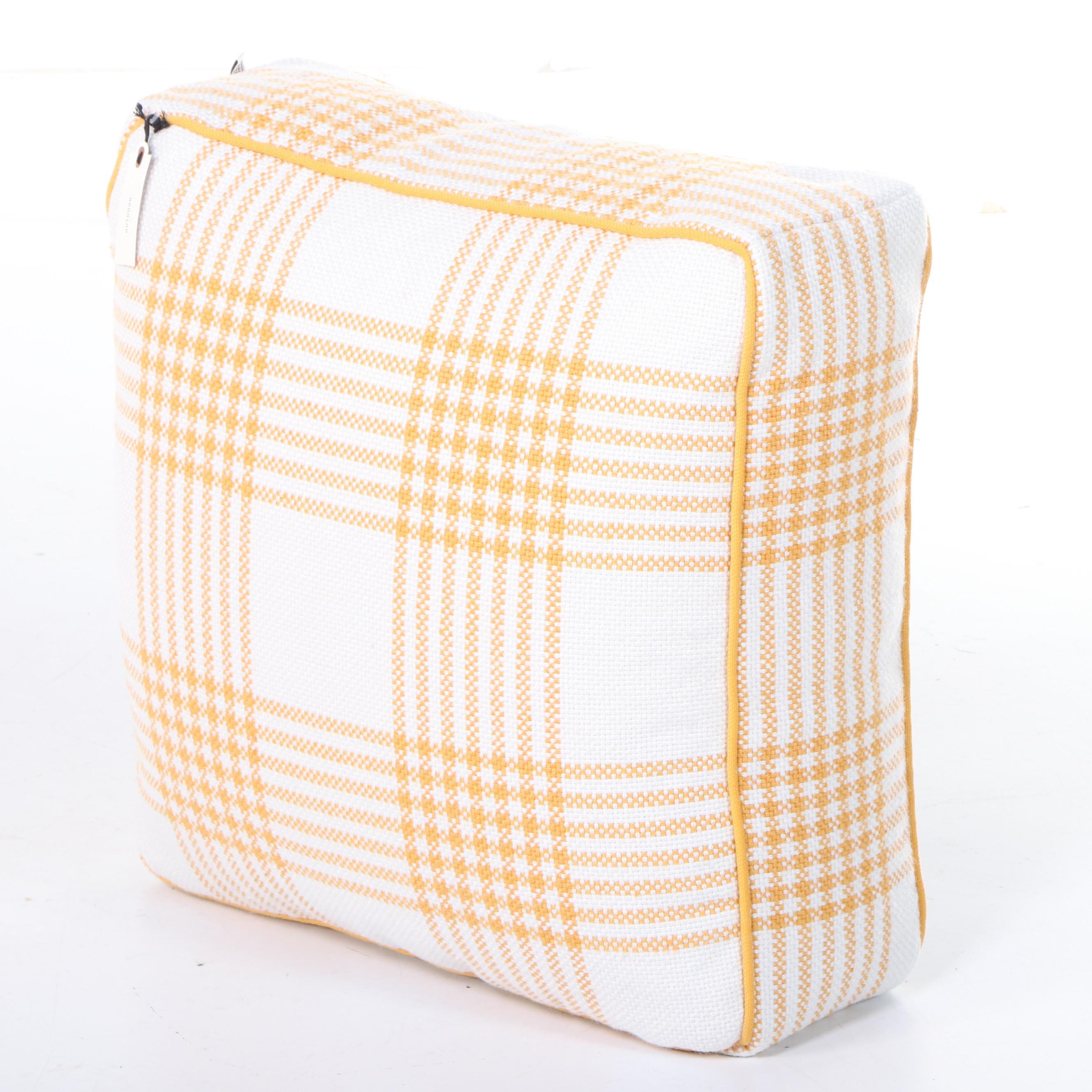 Set of Four Hearth & Hand with Magnolia Plaid Outdoor Floor Cushions