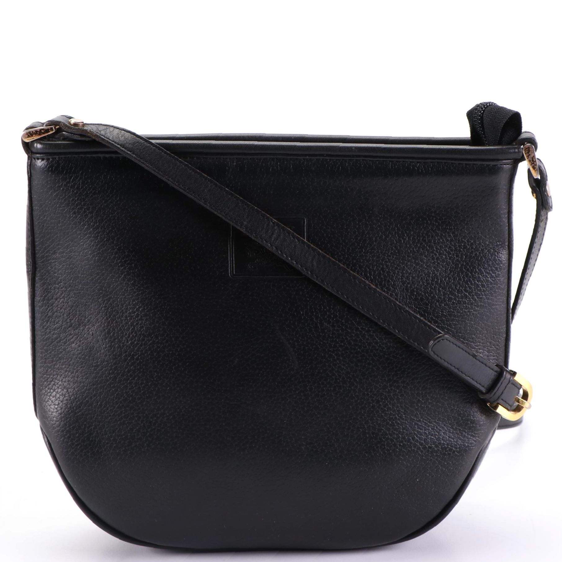 Burberrys Small Zip Crossbody Bag in Black Leather
