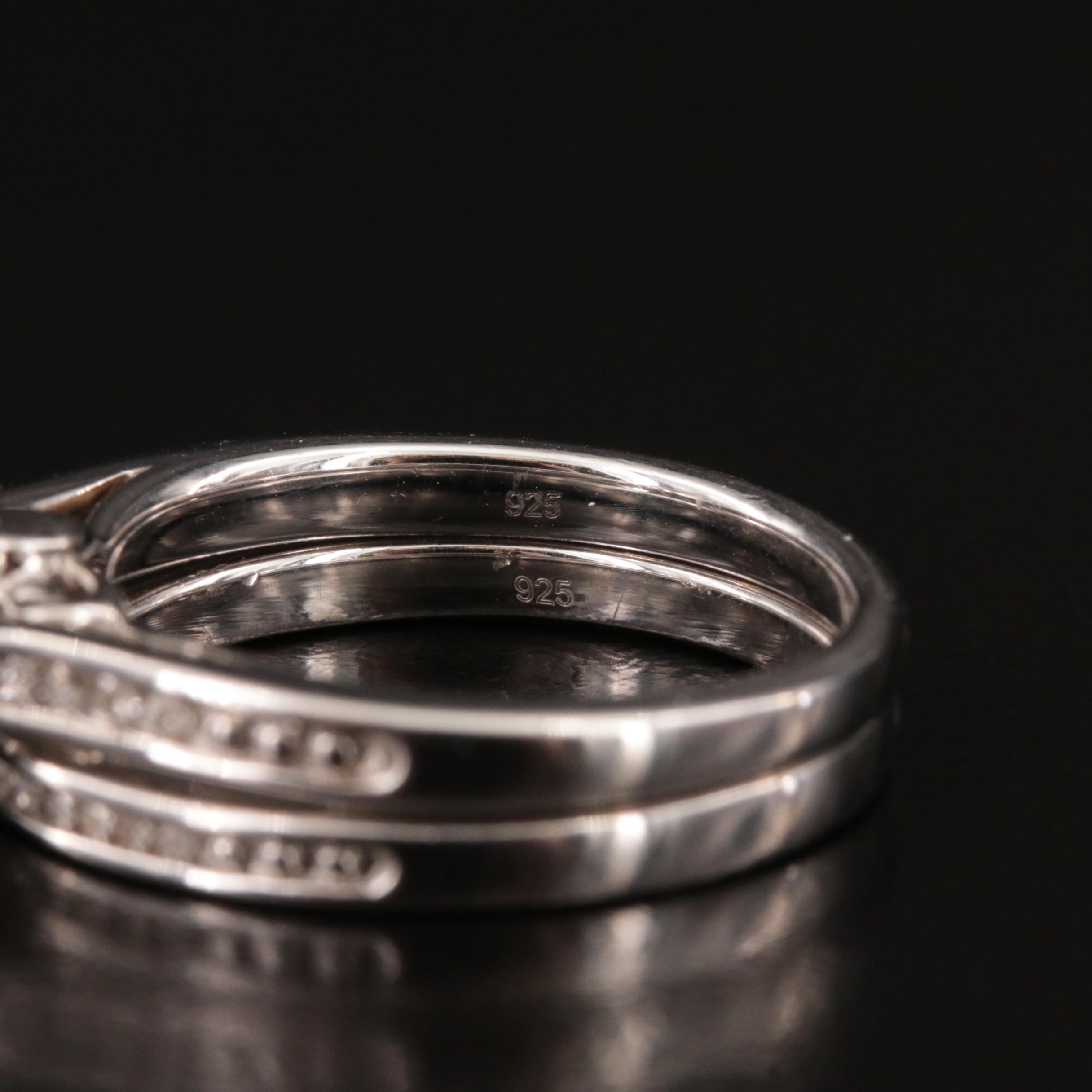 Sterling Diamond Ring and Band Set