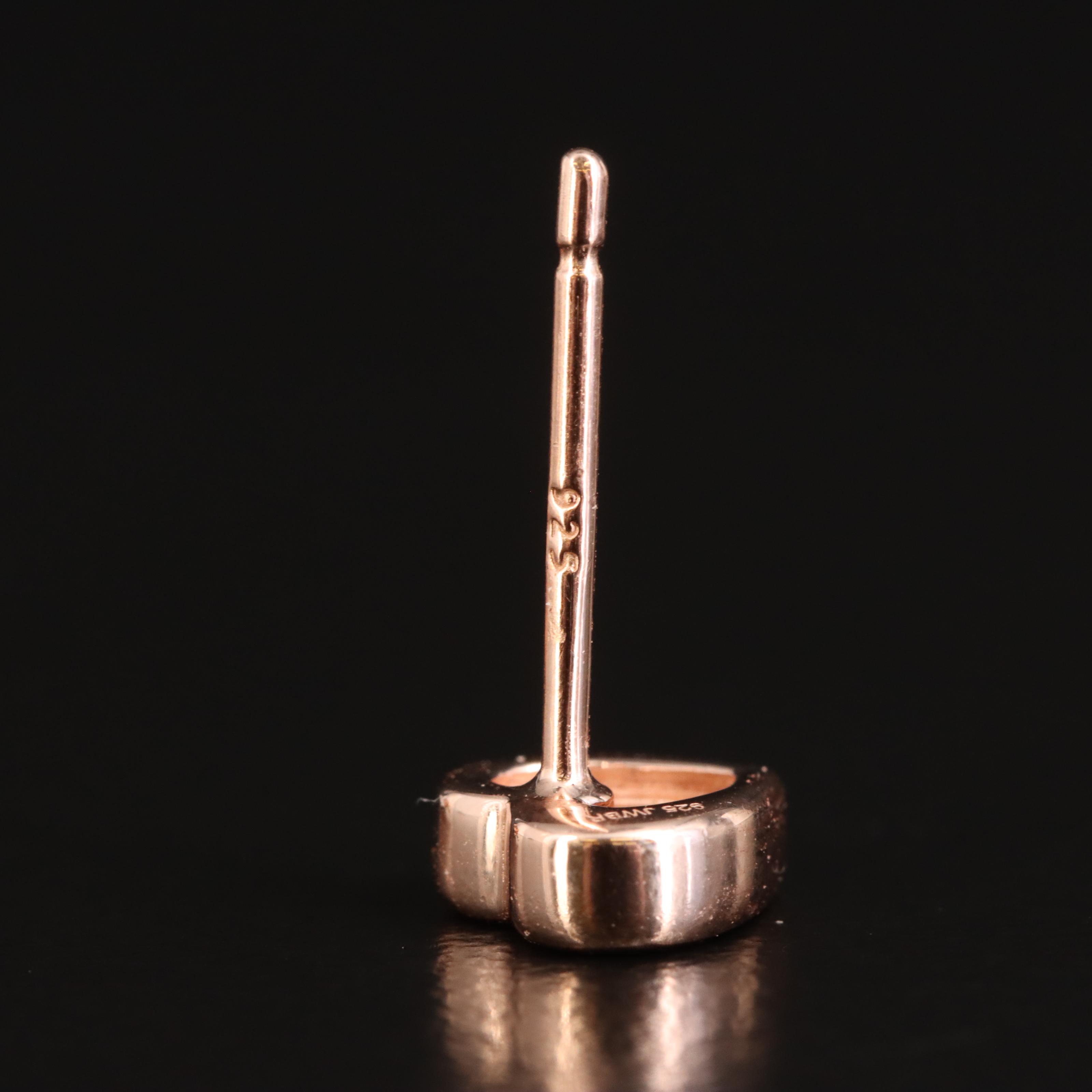 Sterling Diamond Heart Stud Earrings