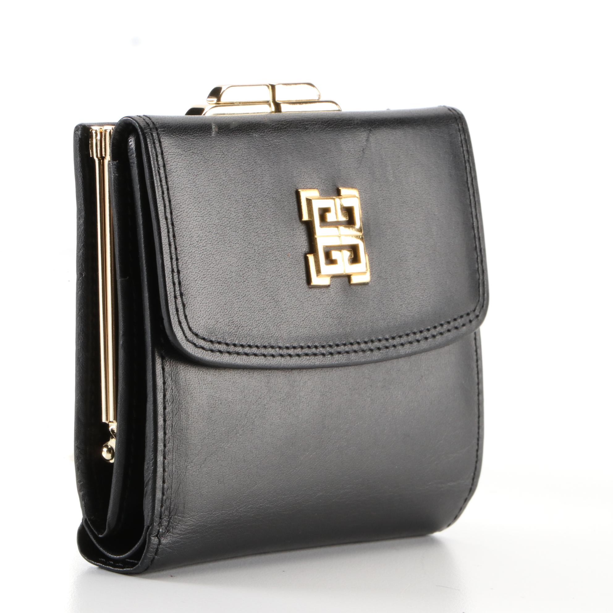 Givenchy Compact Kisslock Wallet in Black Smooth Leather