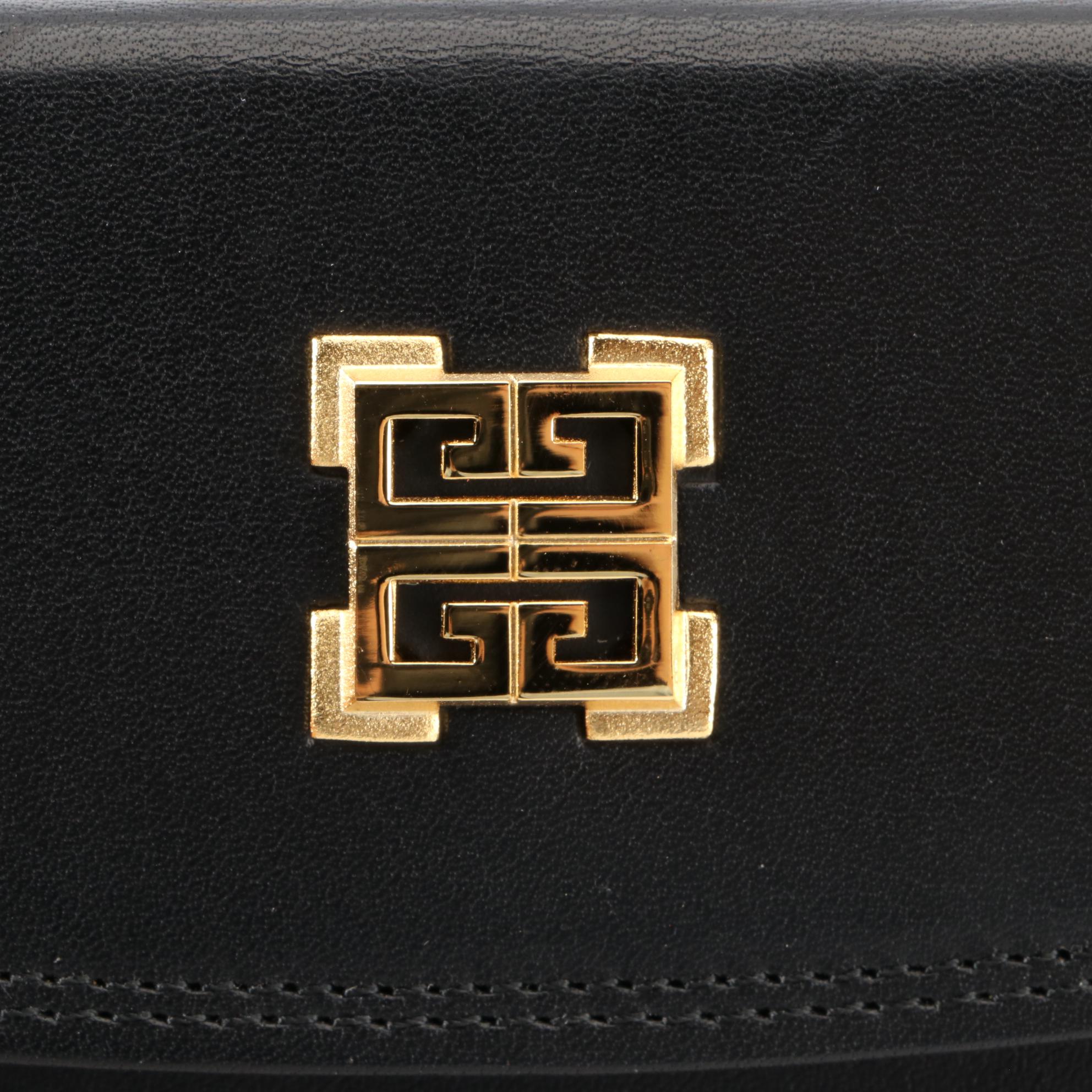 Givenchy Compact Kisslock Wallet in Black Smooth Leather