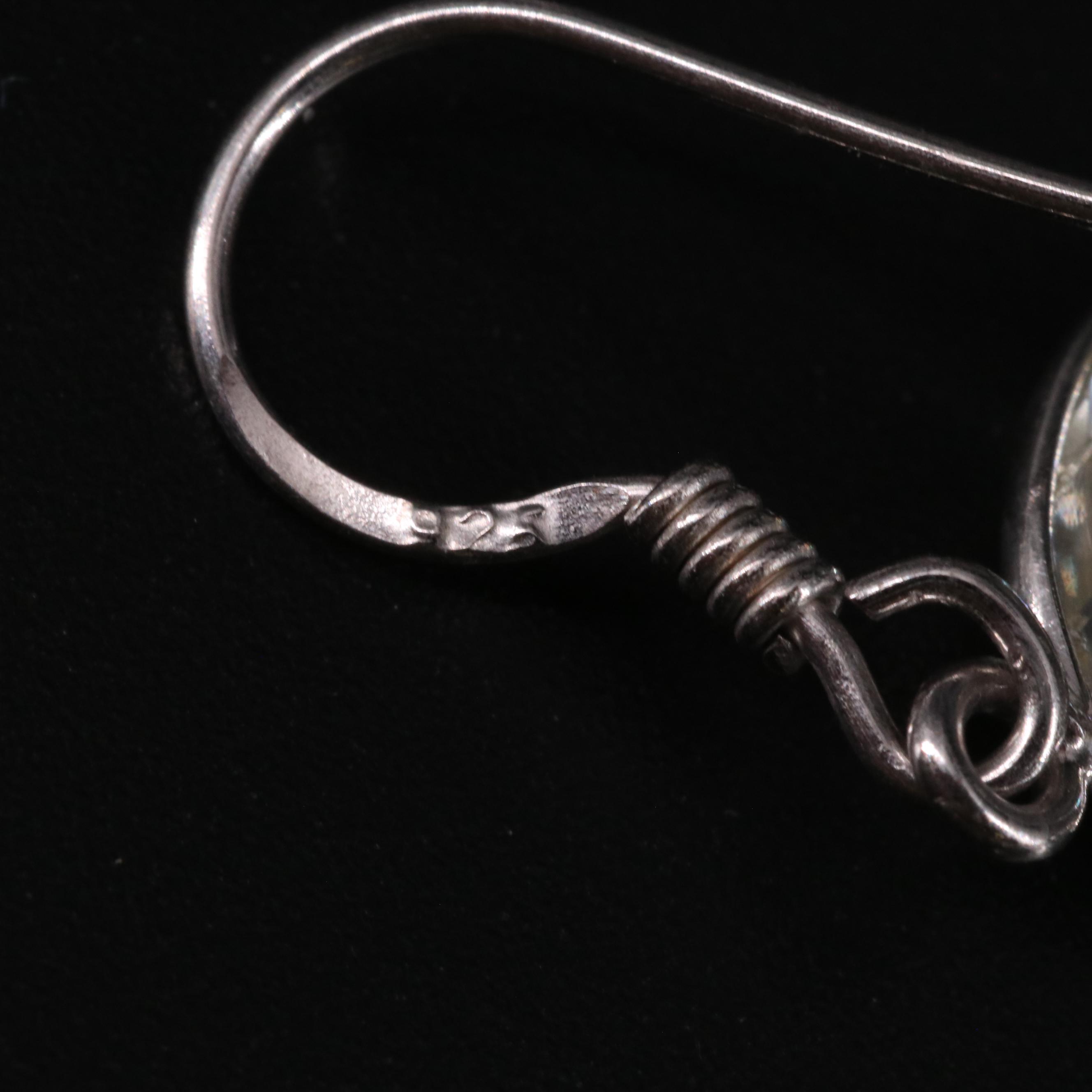 Sterling Green Amethyst Dangle Earrings