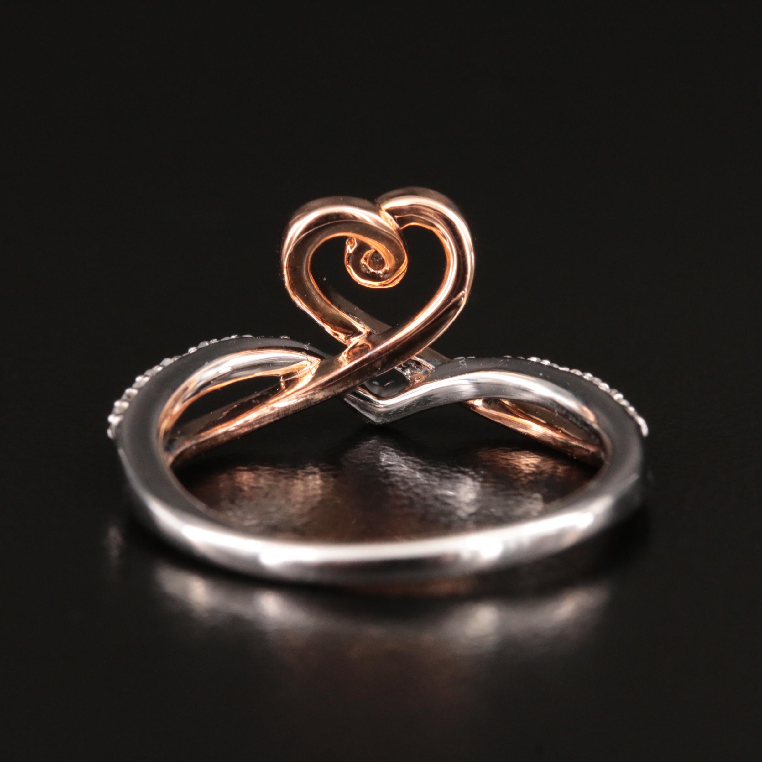 Hallmark Sterling Diamond Heart Ring with 10K Rose Gold Accents