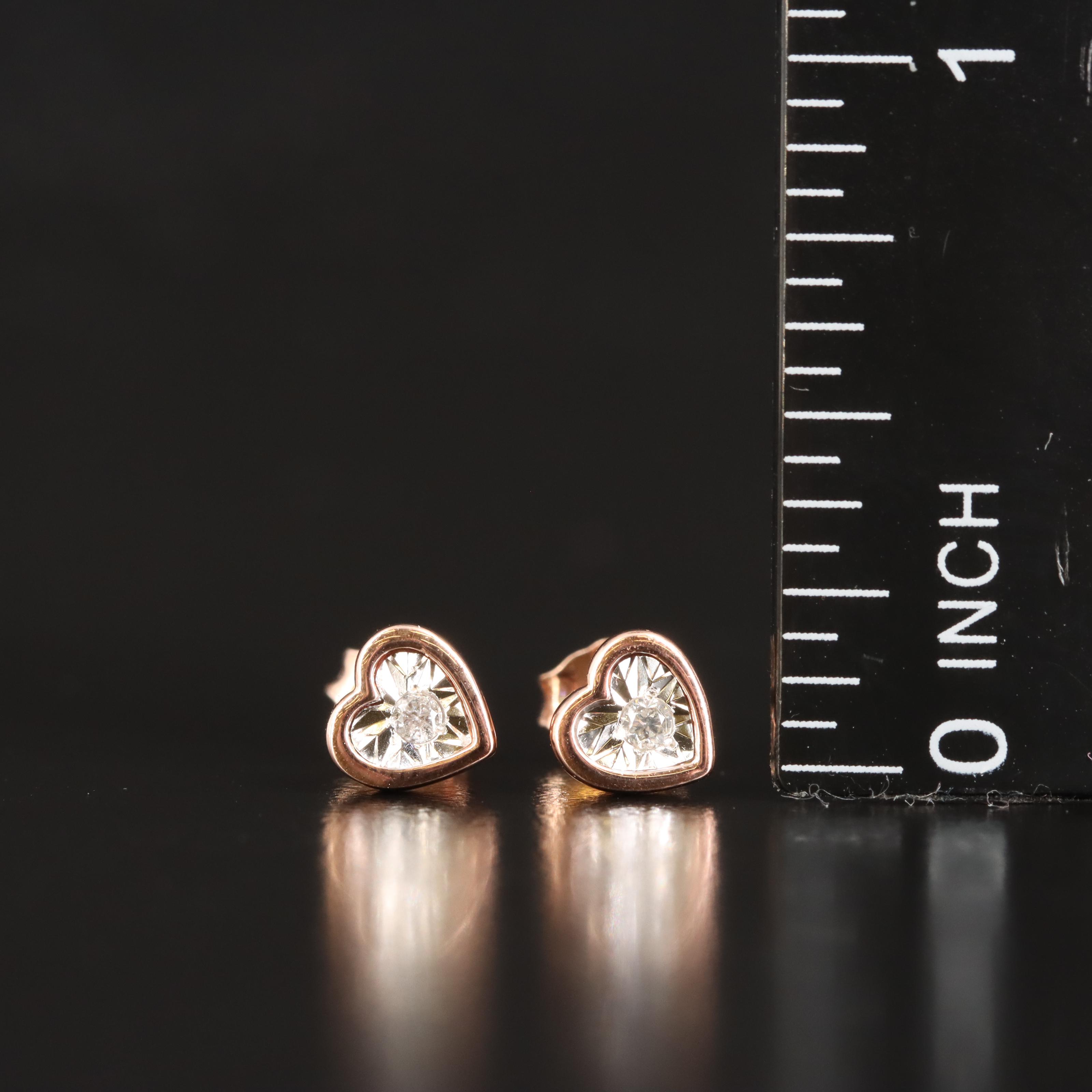 Sterling Diamond Heart Stud Earrings