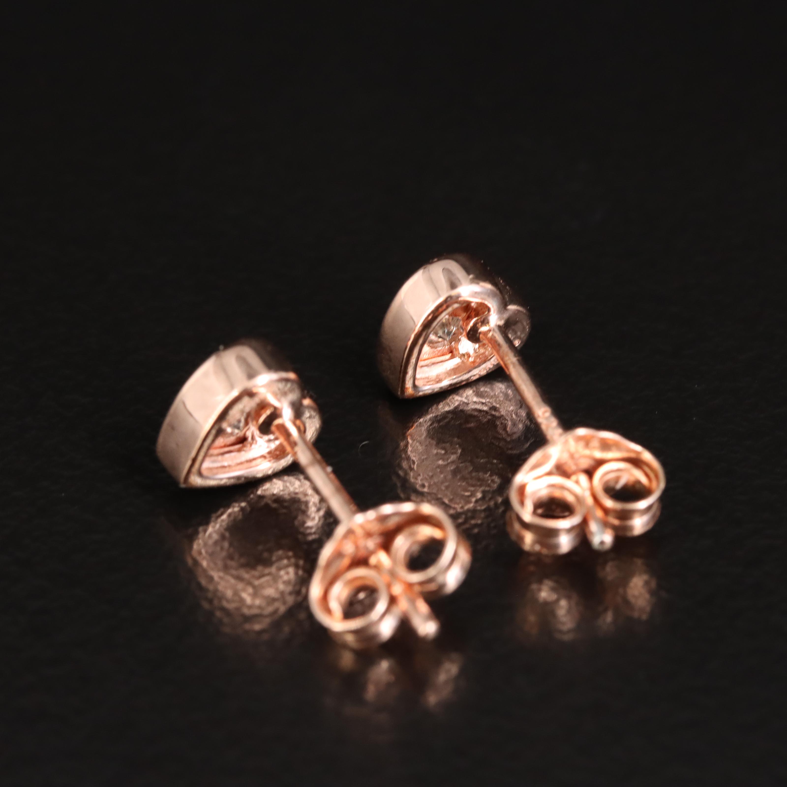 Sterling Diamond Heart Stud Earrings