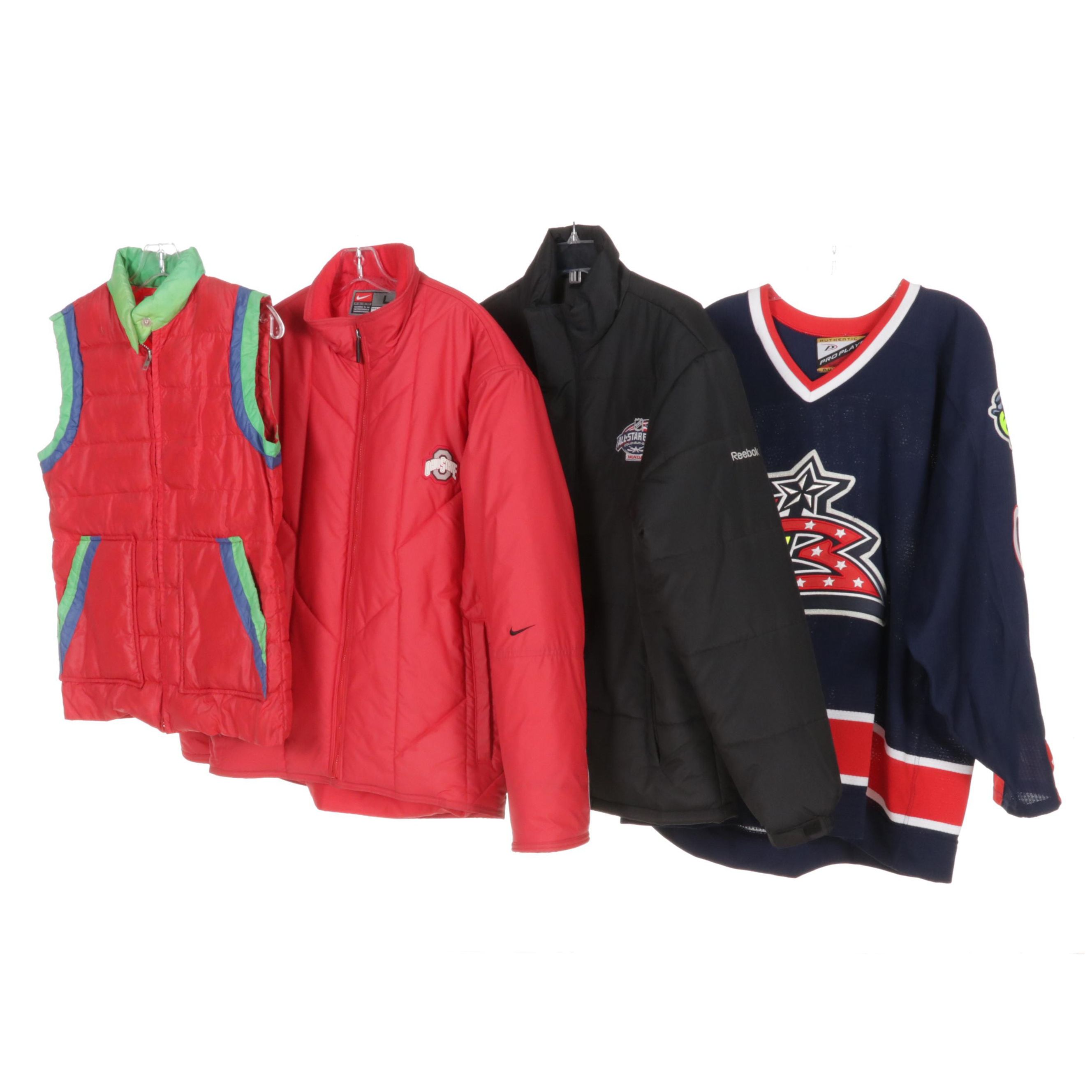 Columbus Blue Jackets Replica Hockey Jersey With NHL and OSU Jackets and Vest