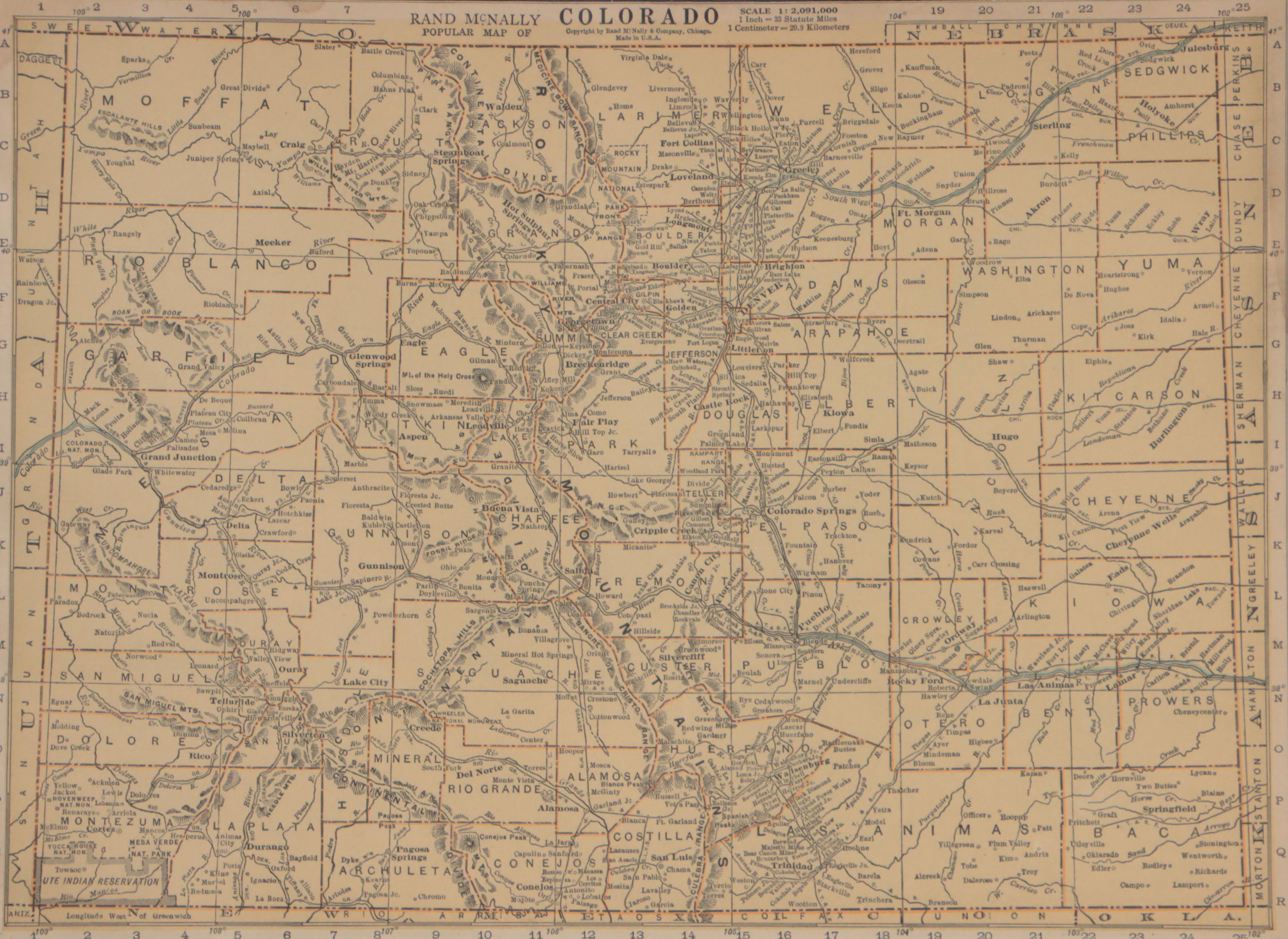 Rand, McNally & Co. Wax Engraving Map of Colorado, Circa 1898
