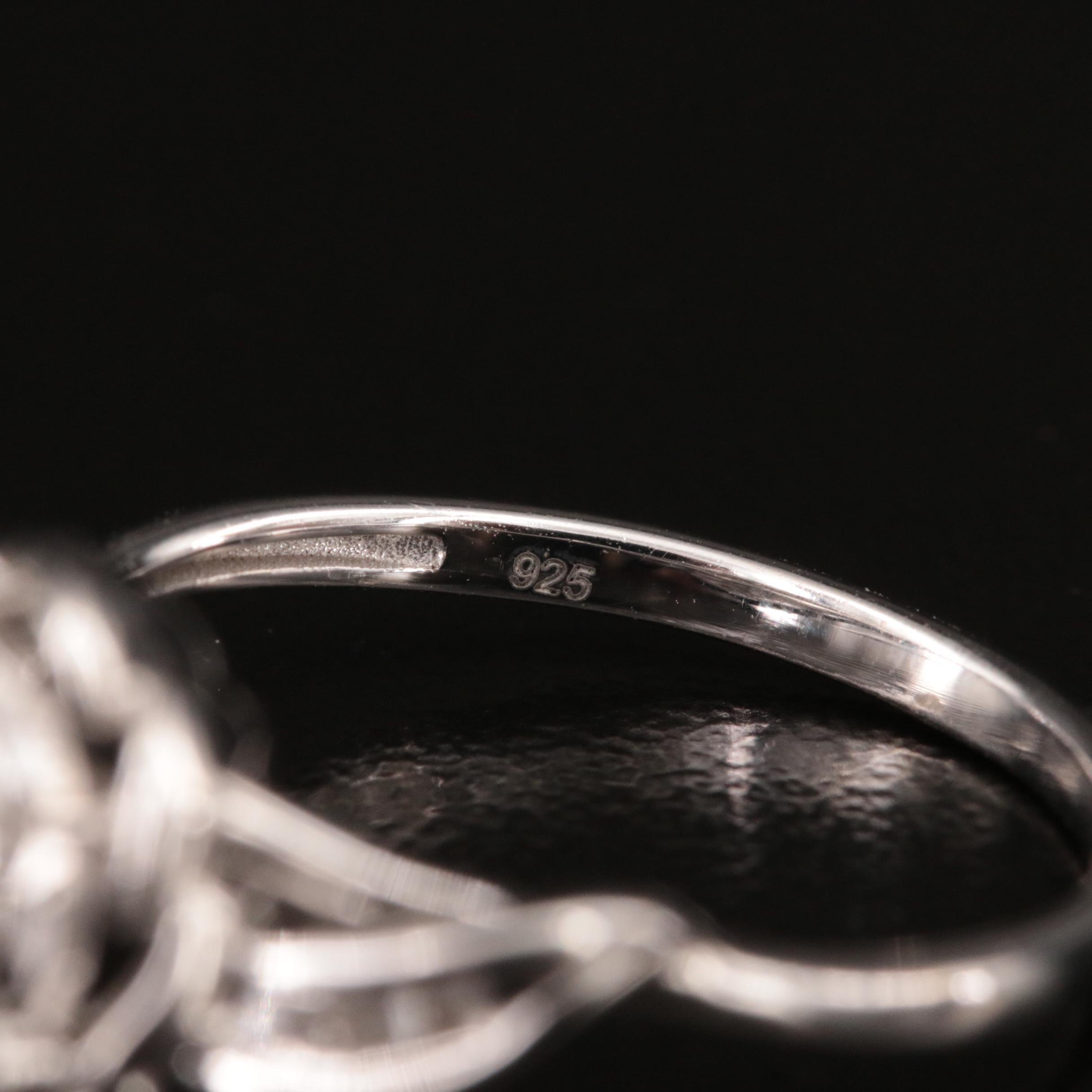 Sterling and Diamond Cluster Ring