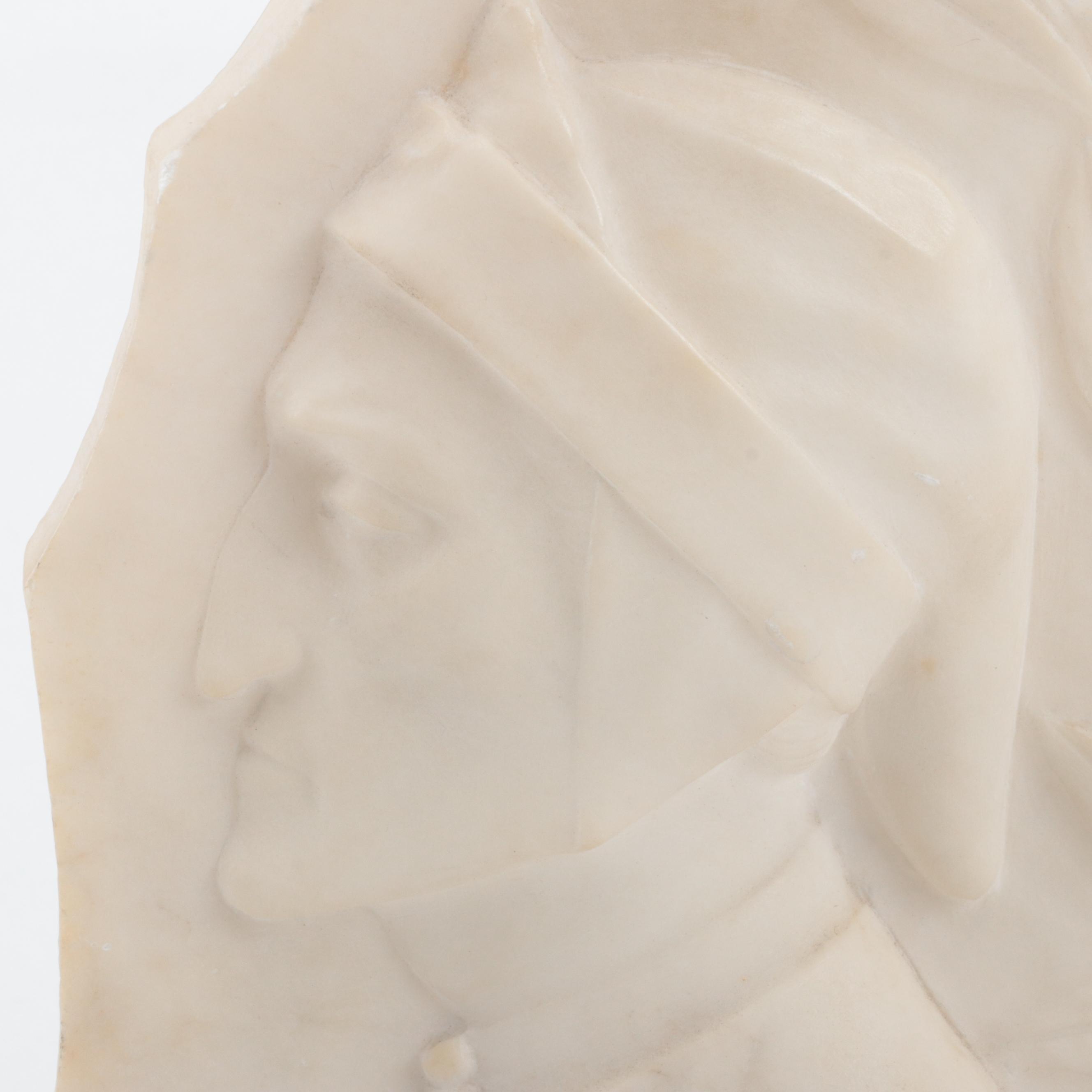 Carved Alabaster Bookend with Dante Bust, Early 20th Century