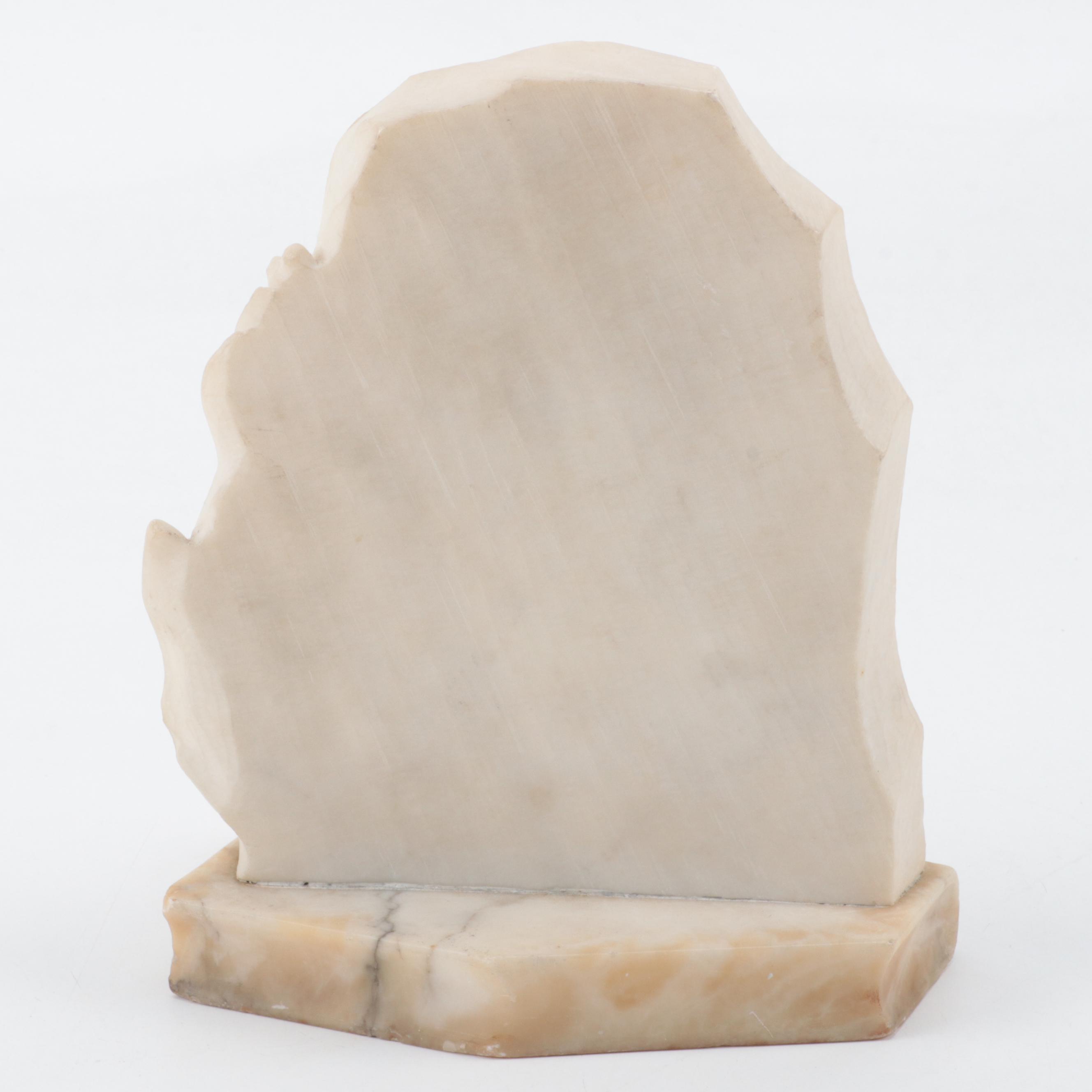 Carved Alabaster Bookend with Dante Bust, Early 20th Century