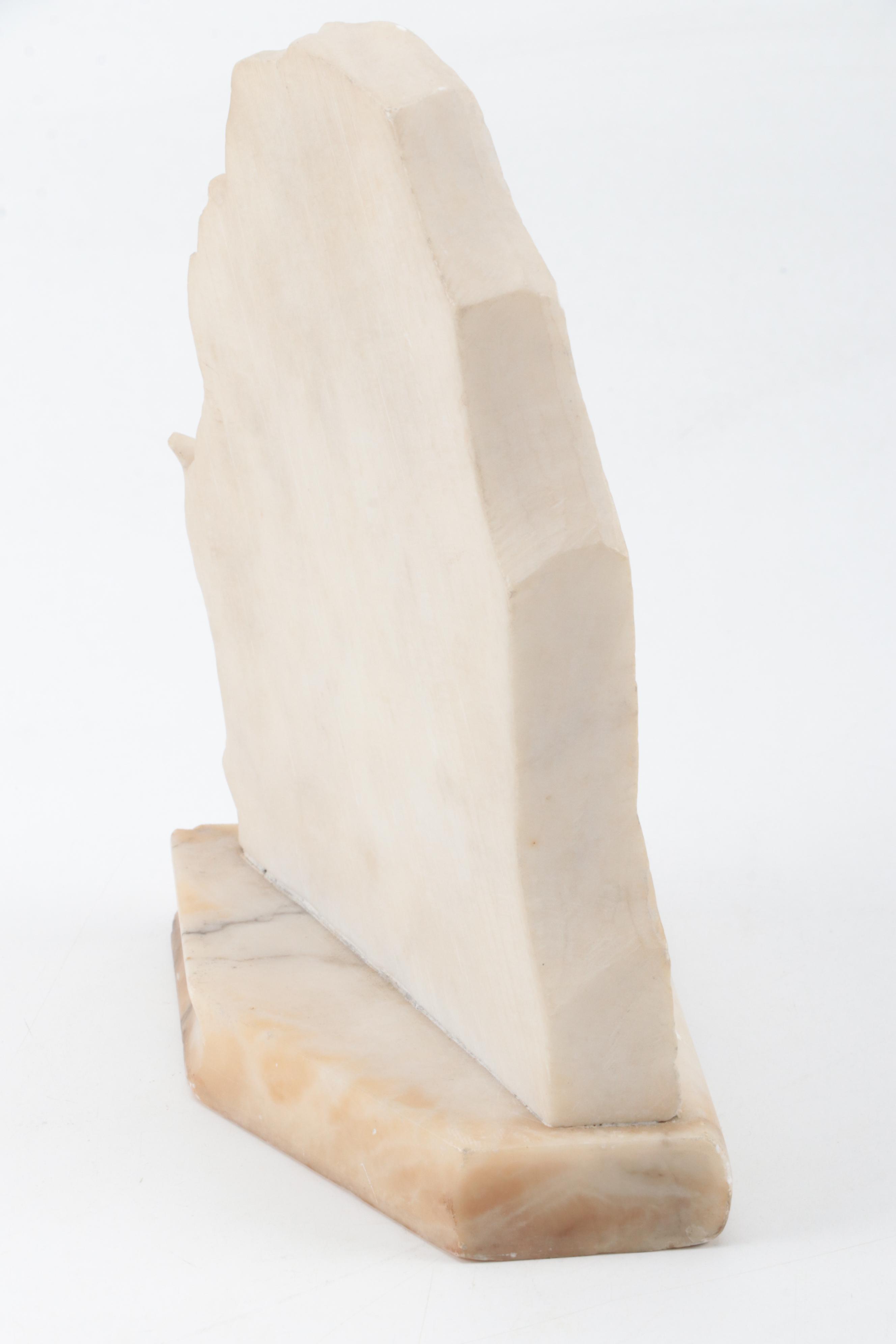 Carved Alabaster Bookend with Dante Bust, Early 20th Century