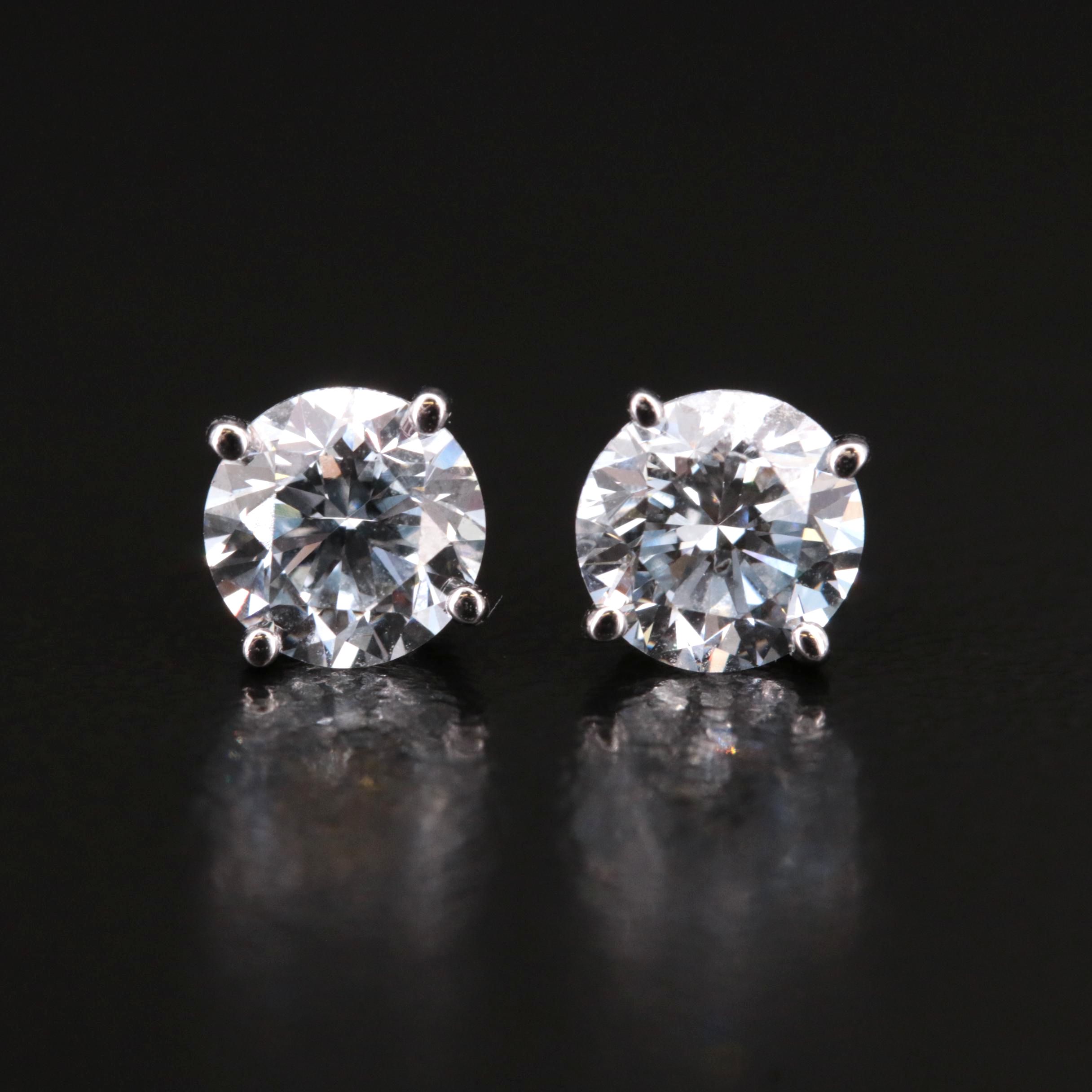 14K 1.28 CTW Lab Grown Diamond Solitaire Stud Earrings
