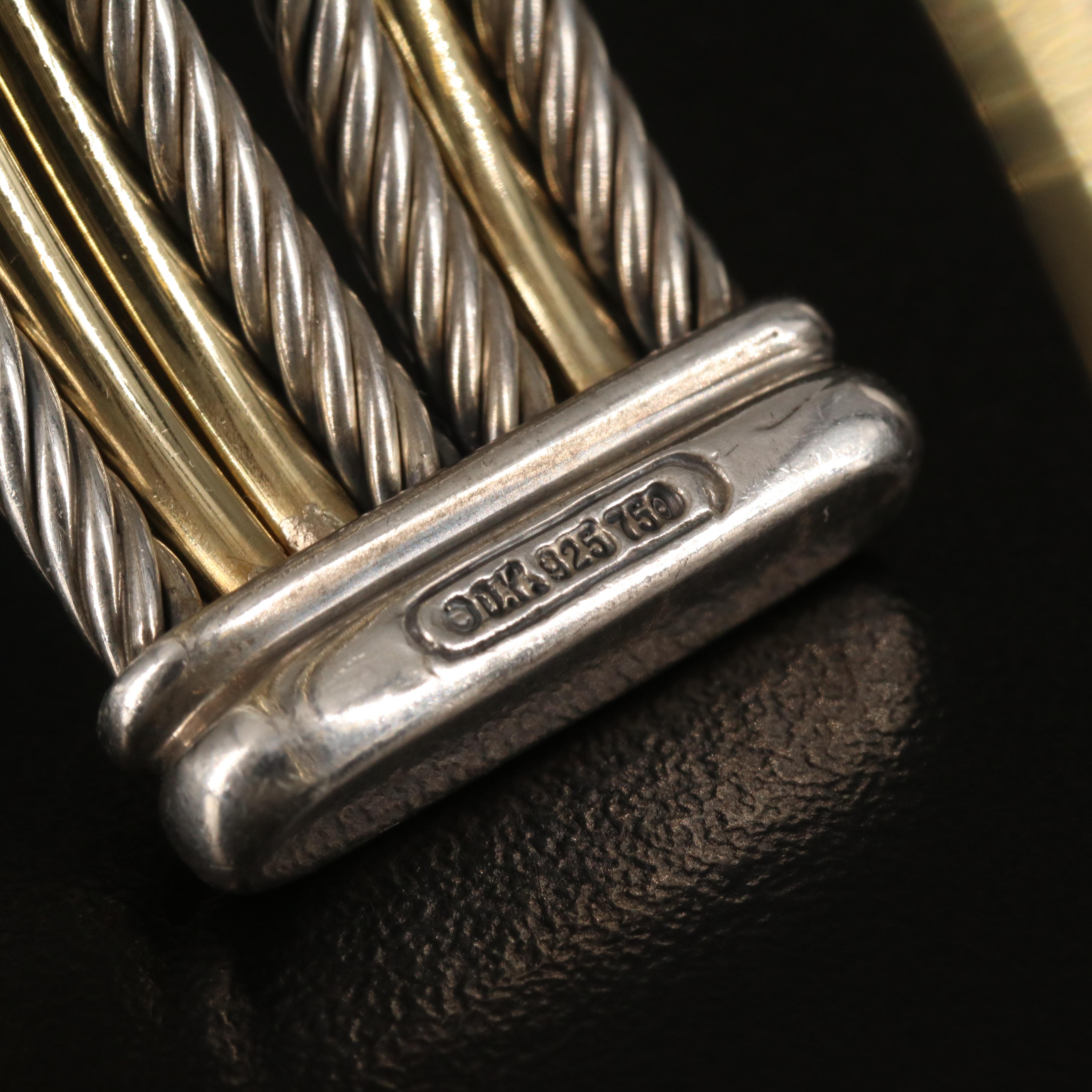 David Yurman "Crossover" Sterling Multi-Row Cuff Bracelet with 18K Accent