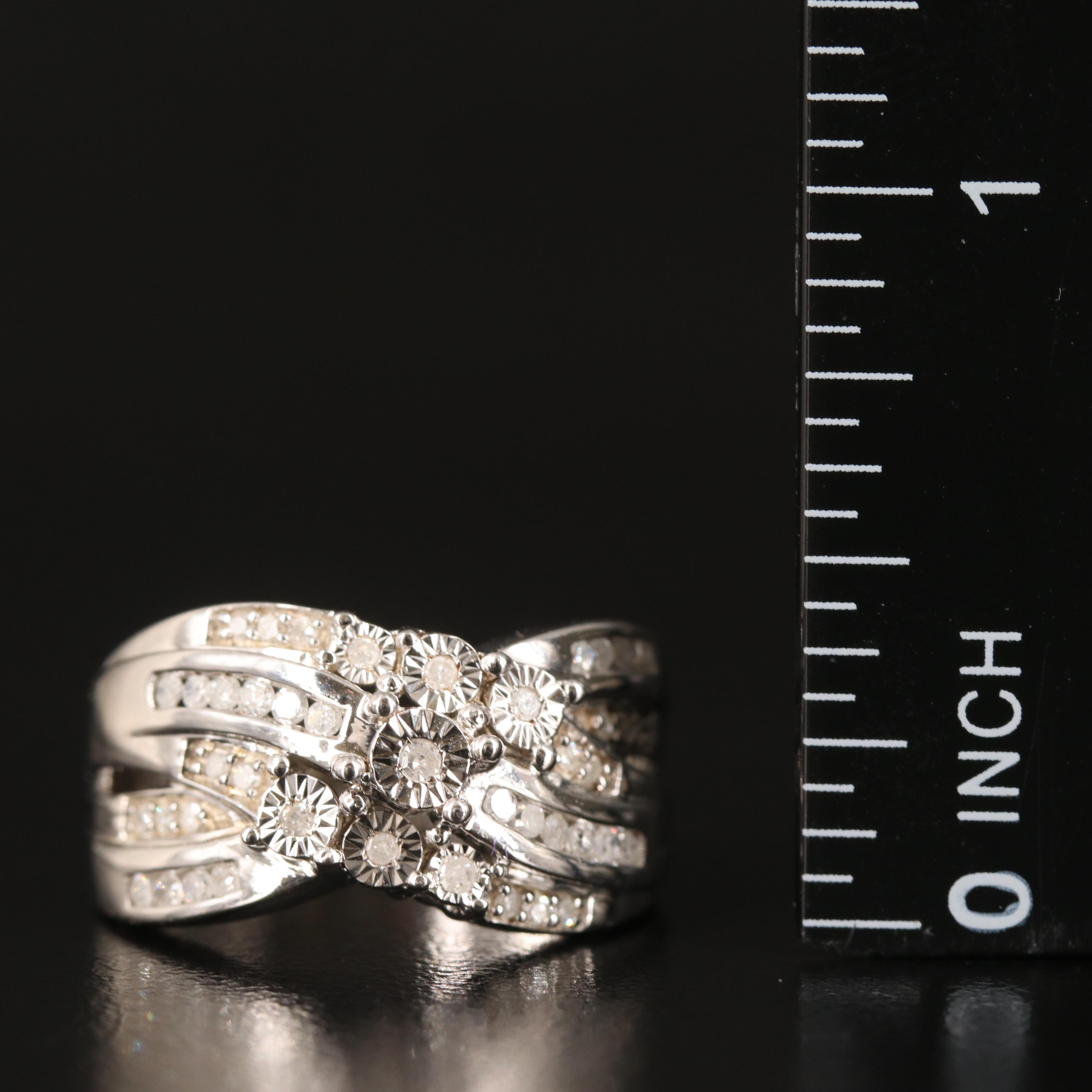 Sterling Diamond Crossover Ring