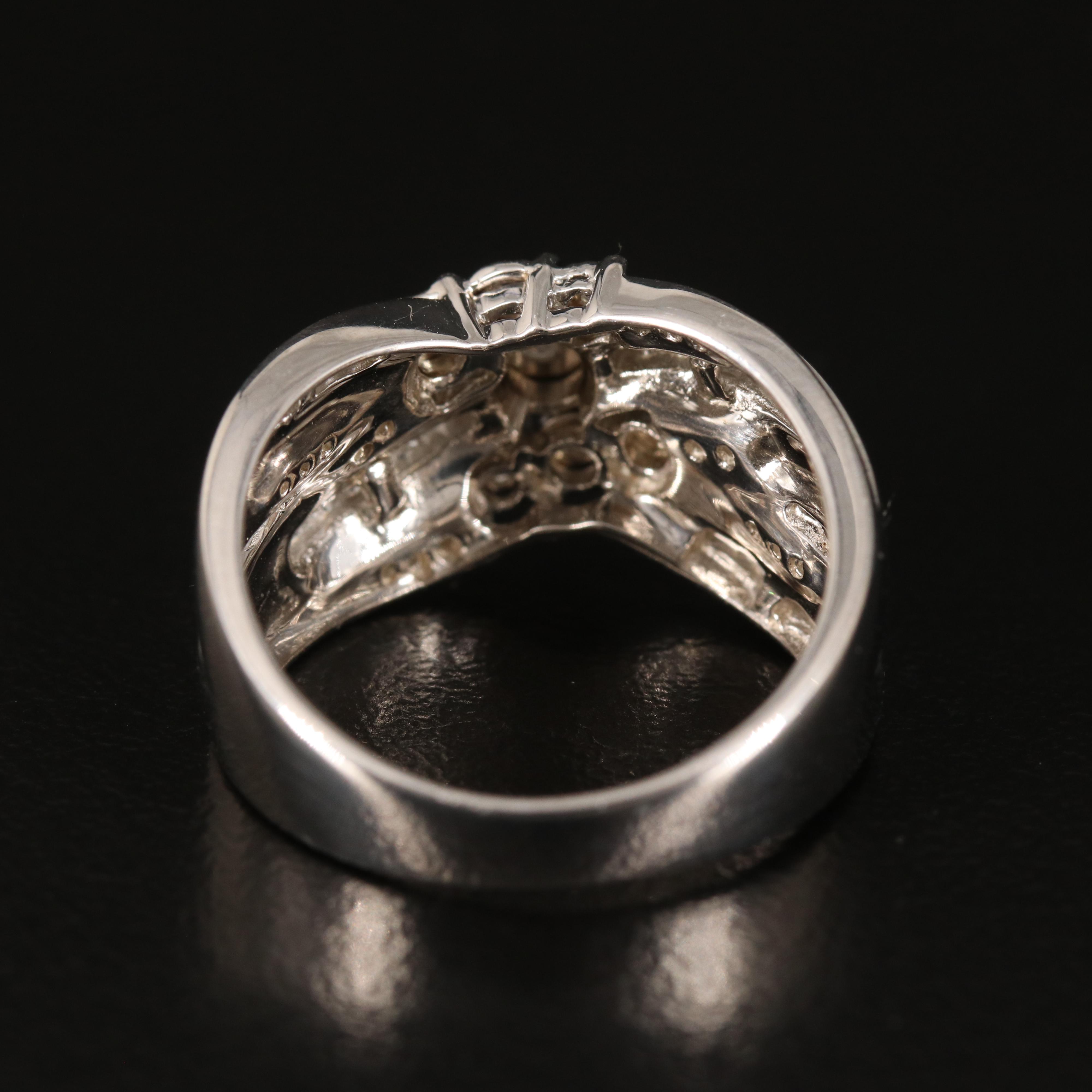Sterling Diamond Crossover Ring