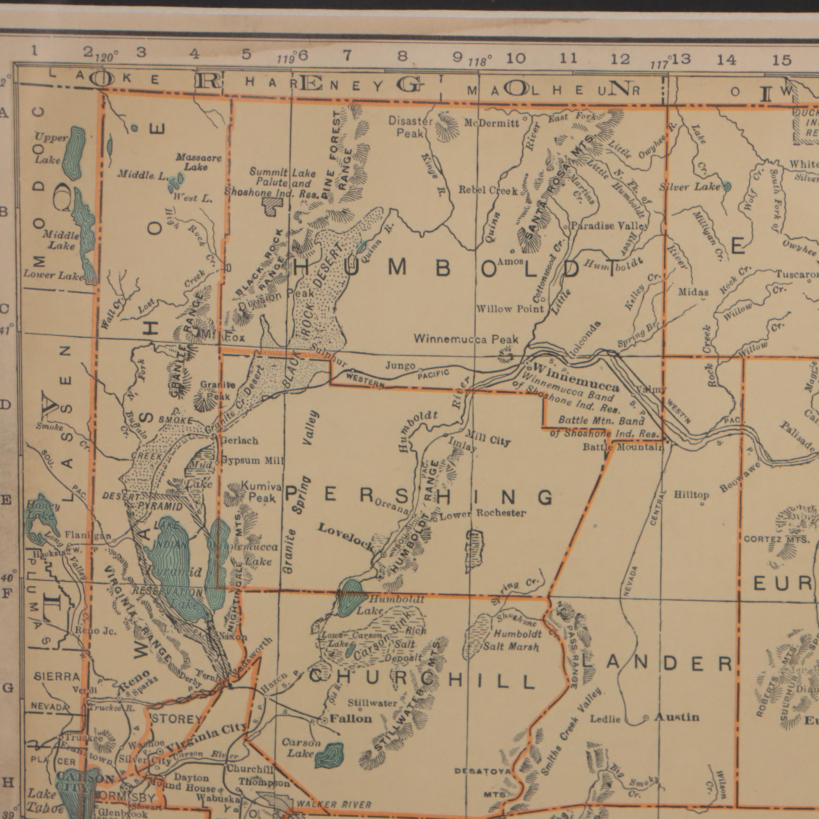 Rand McNally & Co. Wax Engraving Map of Nevada, Circa 1898