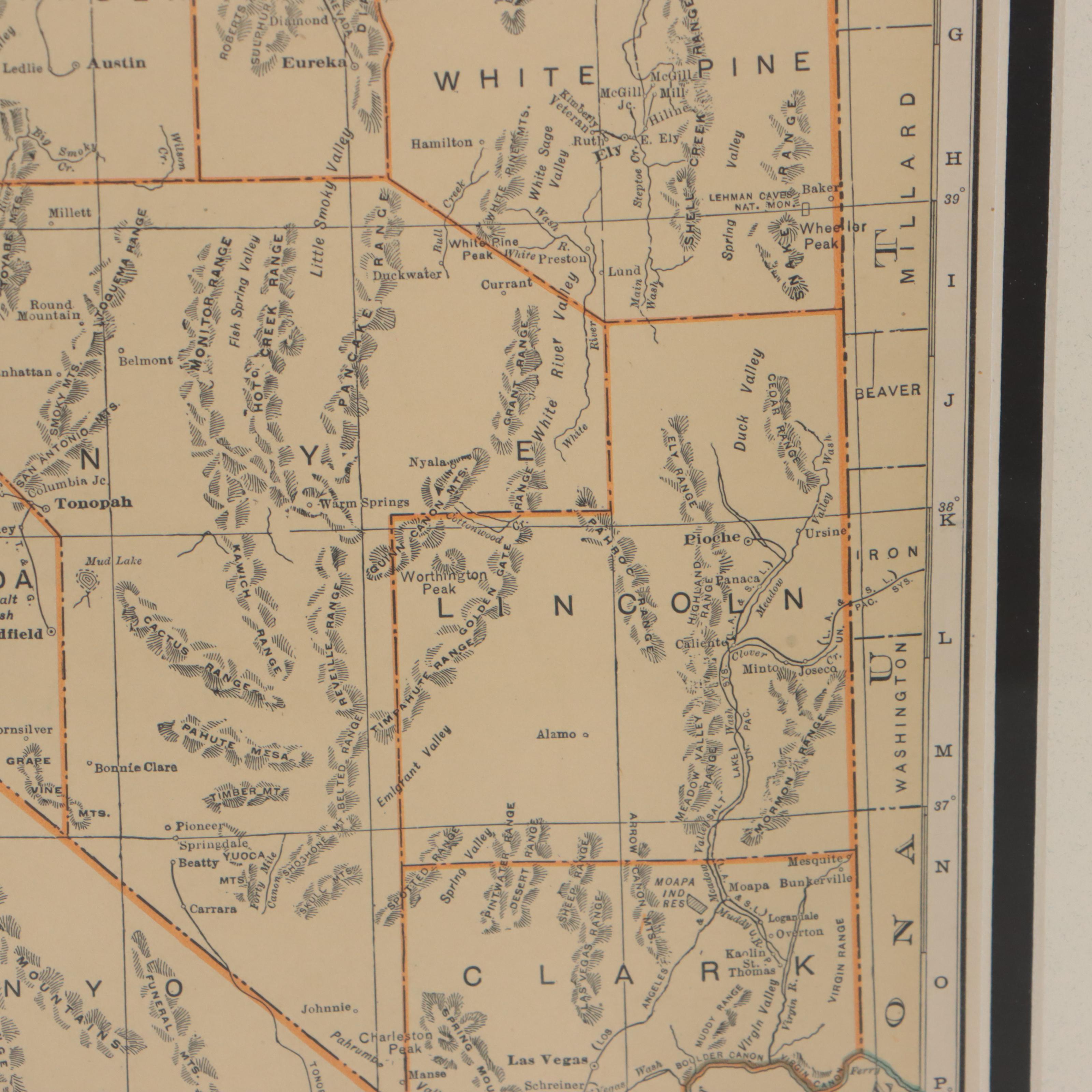 Rand McNally & Co. Wax Engraving Map of Nevada, Circa 1898