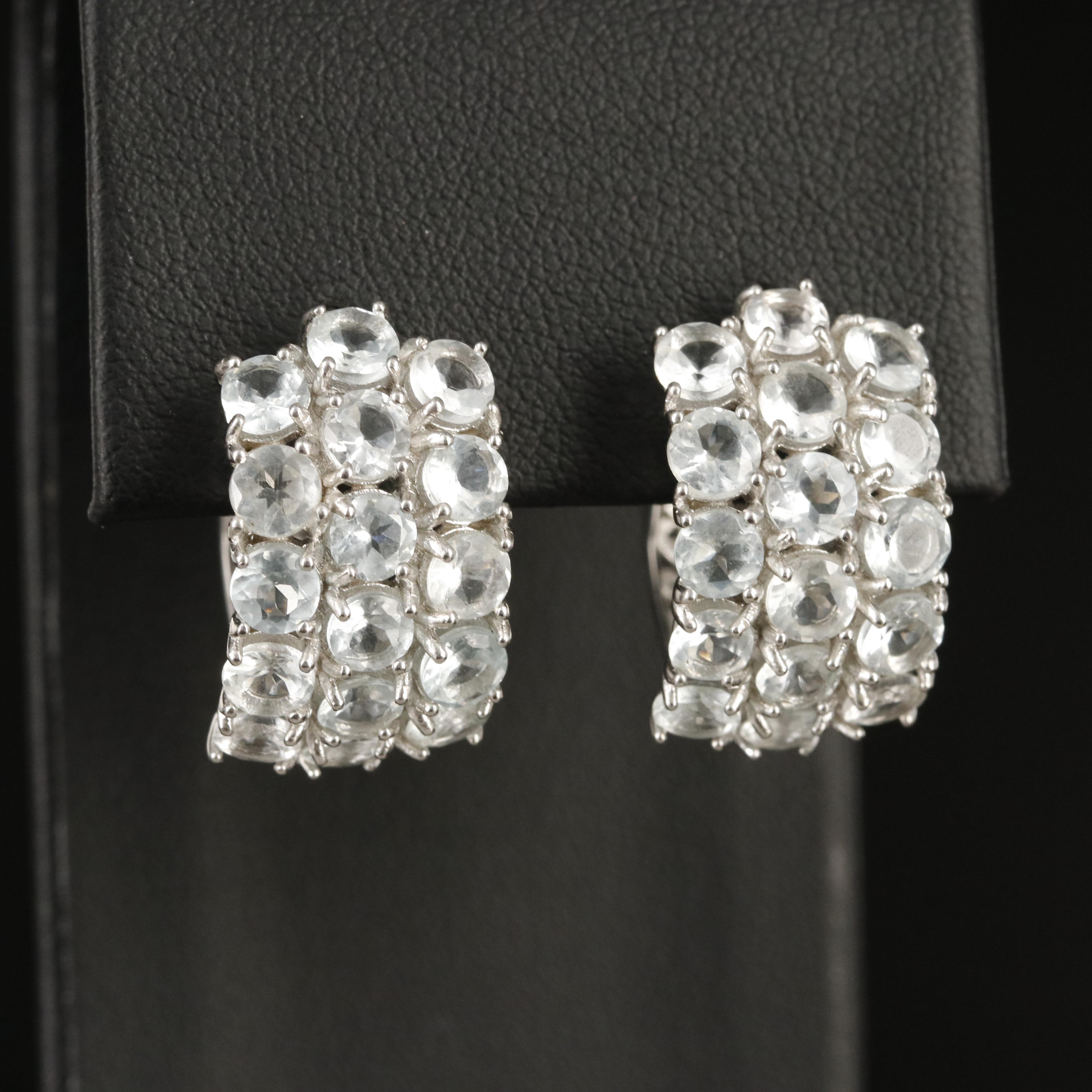 Sterling Goshenite Hoop Earrings