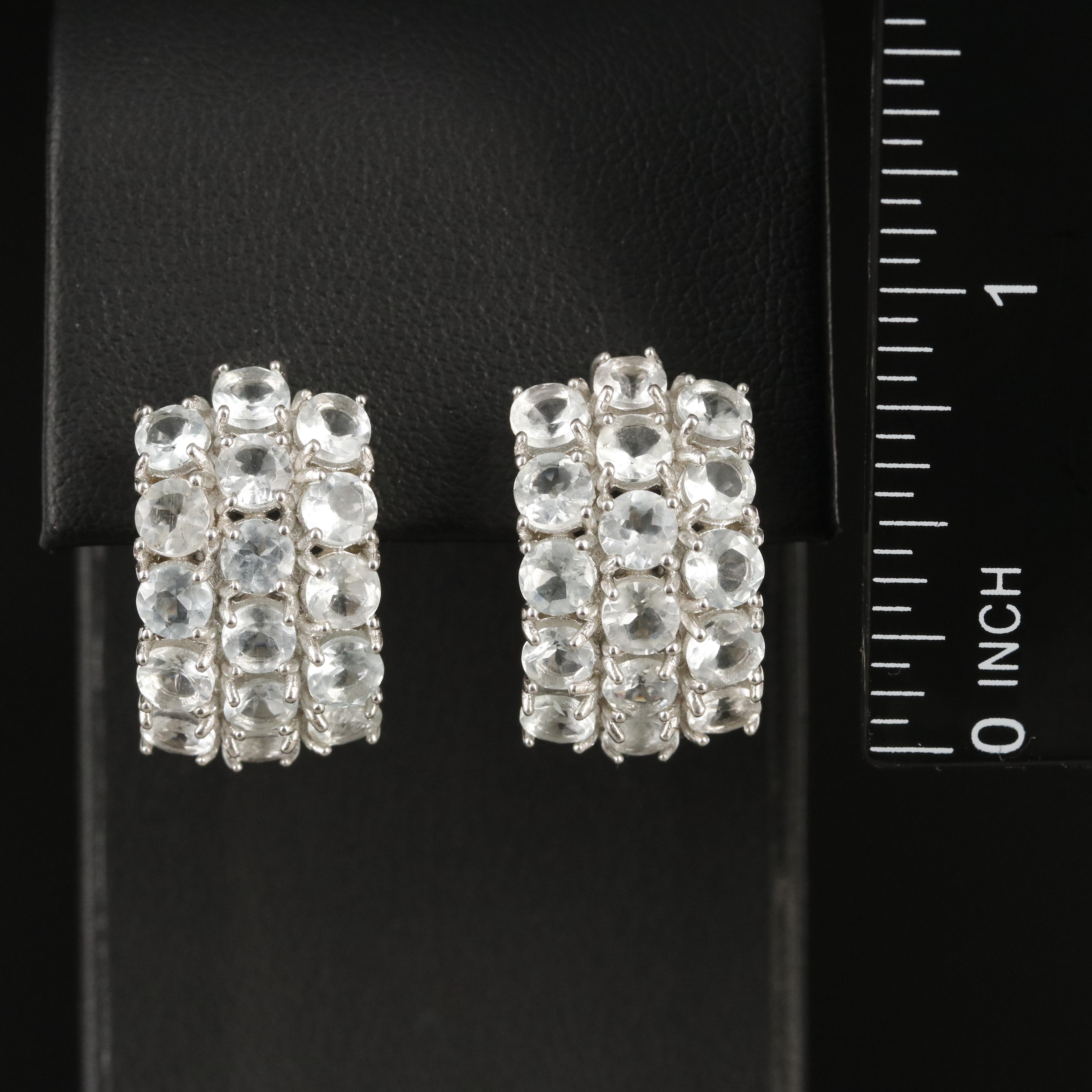 Sterling Goshenite Hoop Earrings
