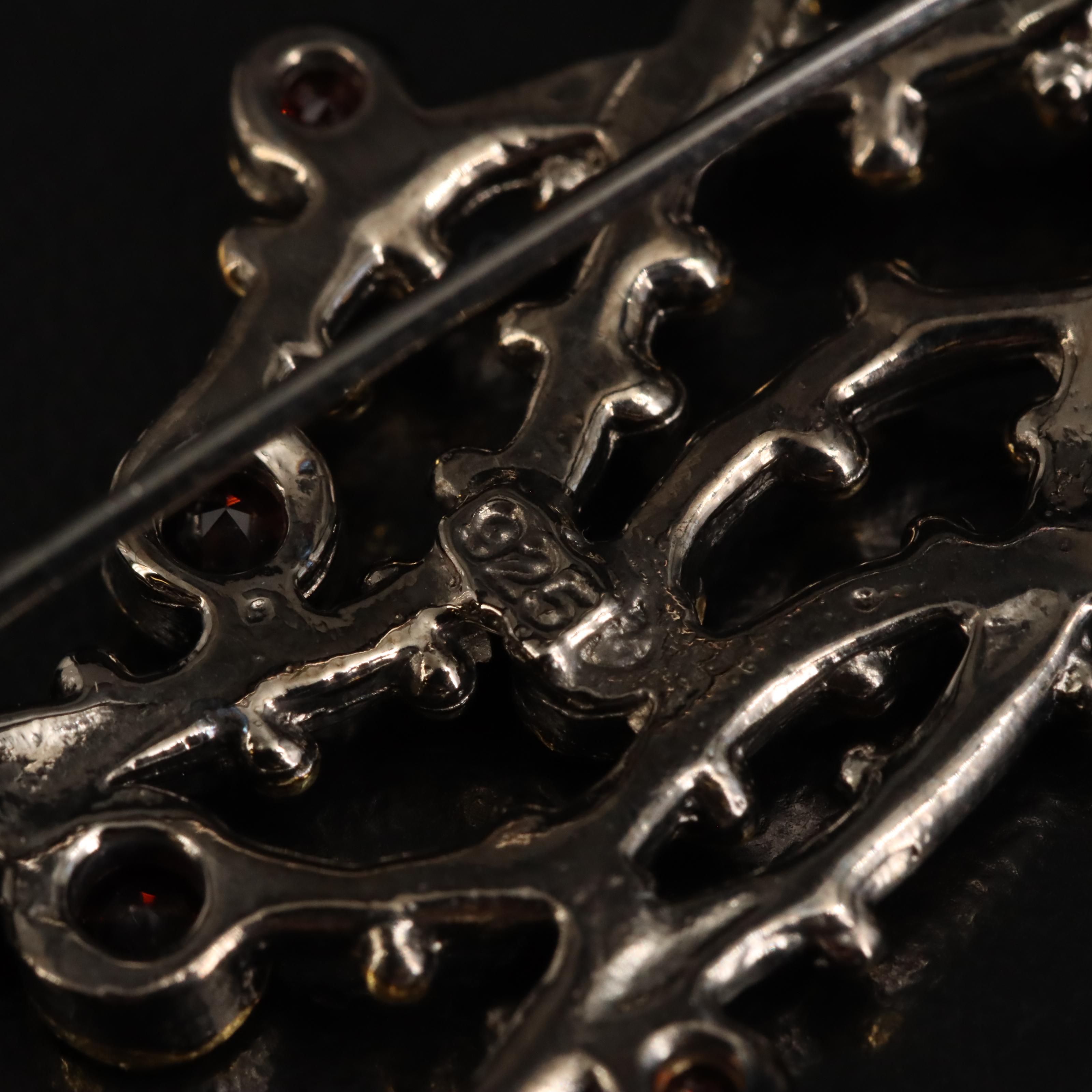 Sterling Abalone, Amethyst and Peridot Jellyfish Brooch