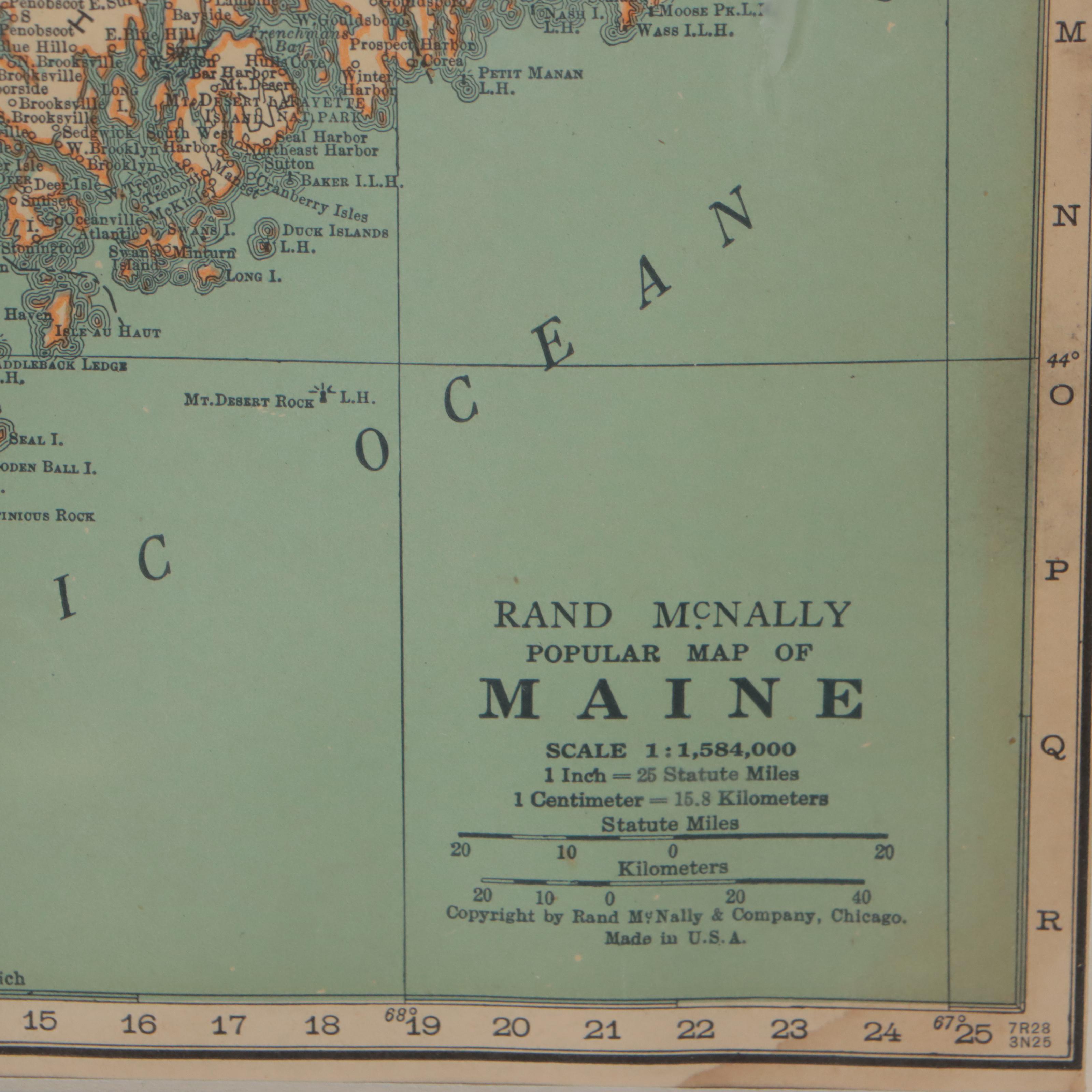 Rand, McNally & Co. Wax Engraving Map of Maine, Circa 1898
