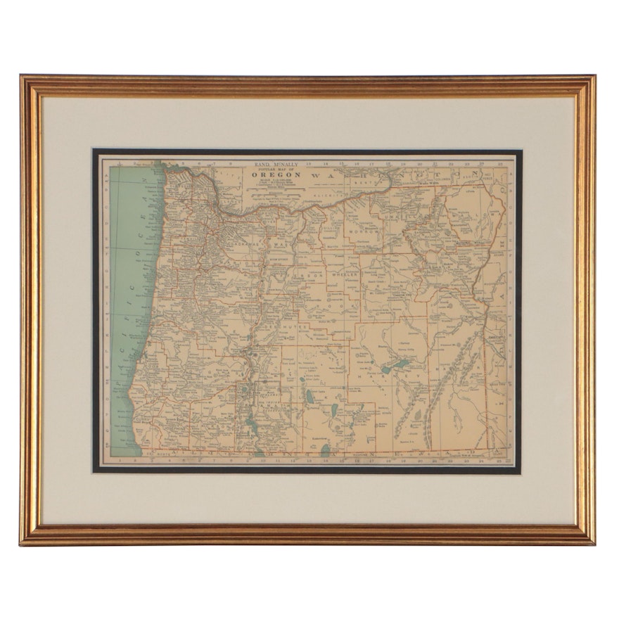 Rand McNally & Co. Wax Engraving Map of Oregon, Circa 1898