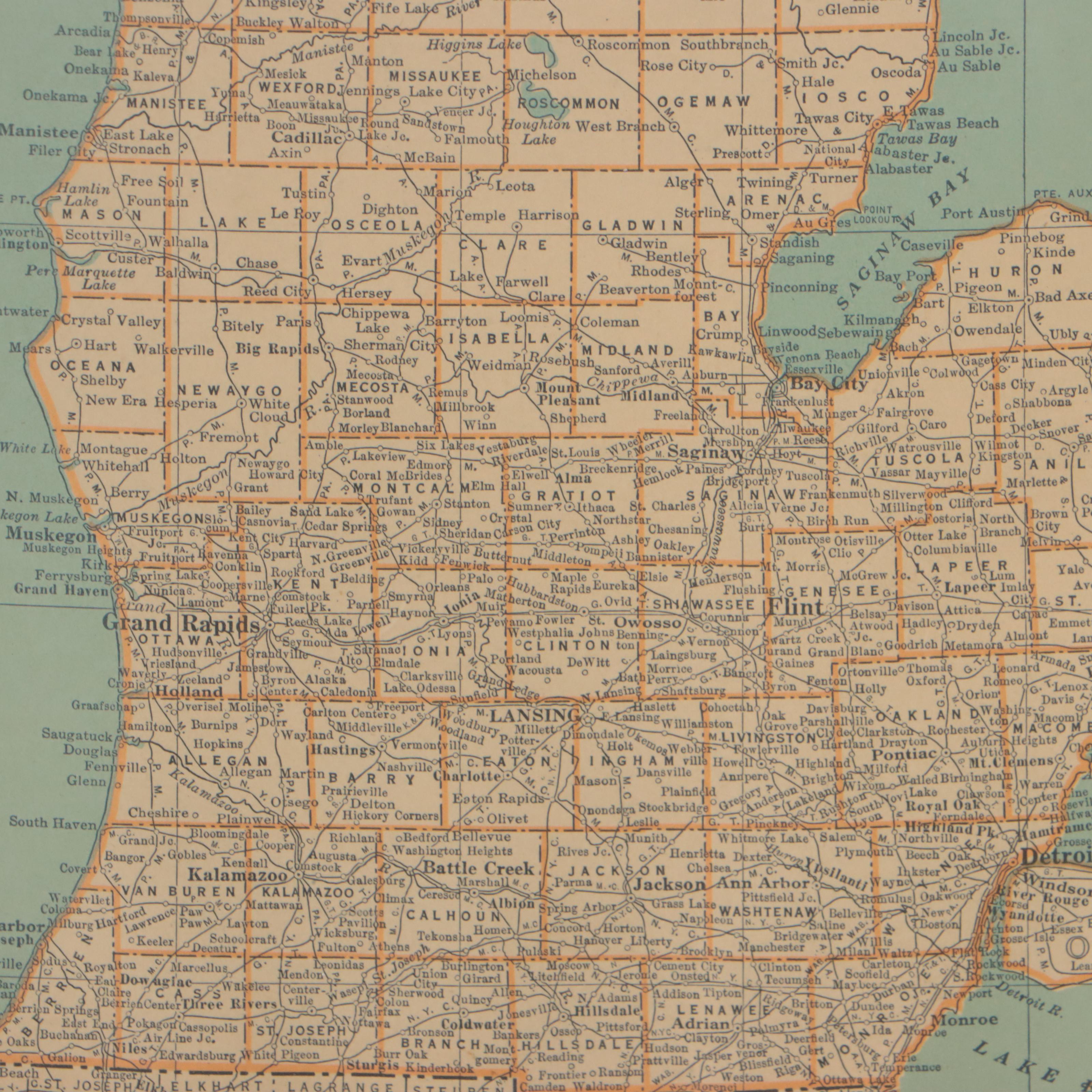 Rand, McNally & Co. Wax Engraving Map of Michigan, Circa 1898