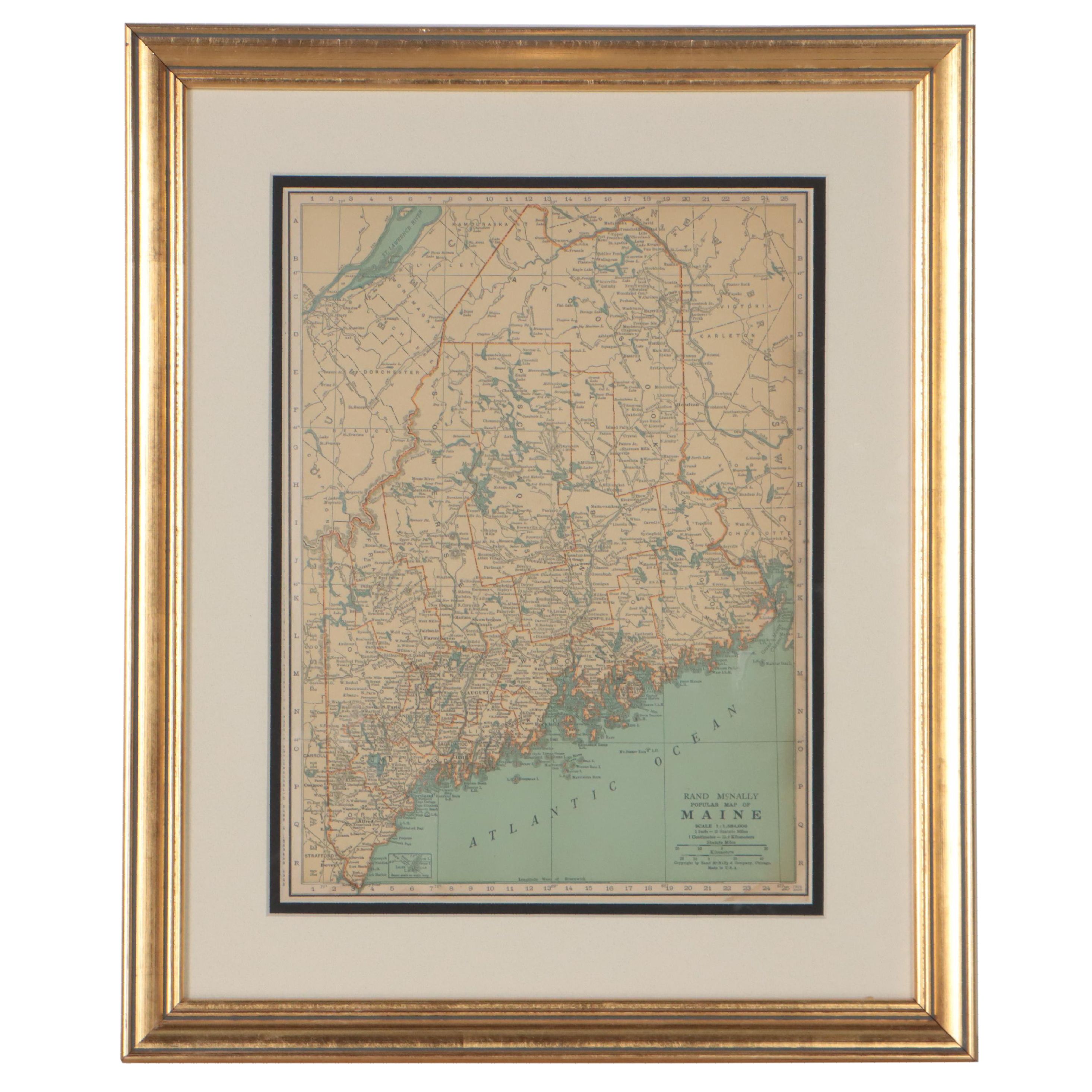 Rand, McNally & Co. Wax Engraving Map of Maine, Circa 1898