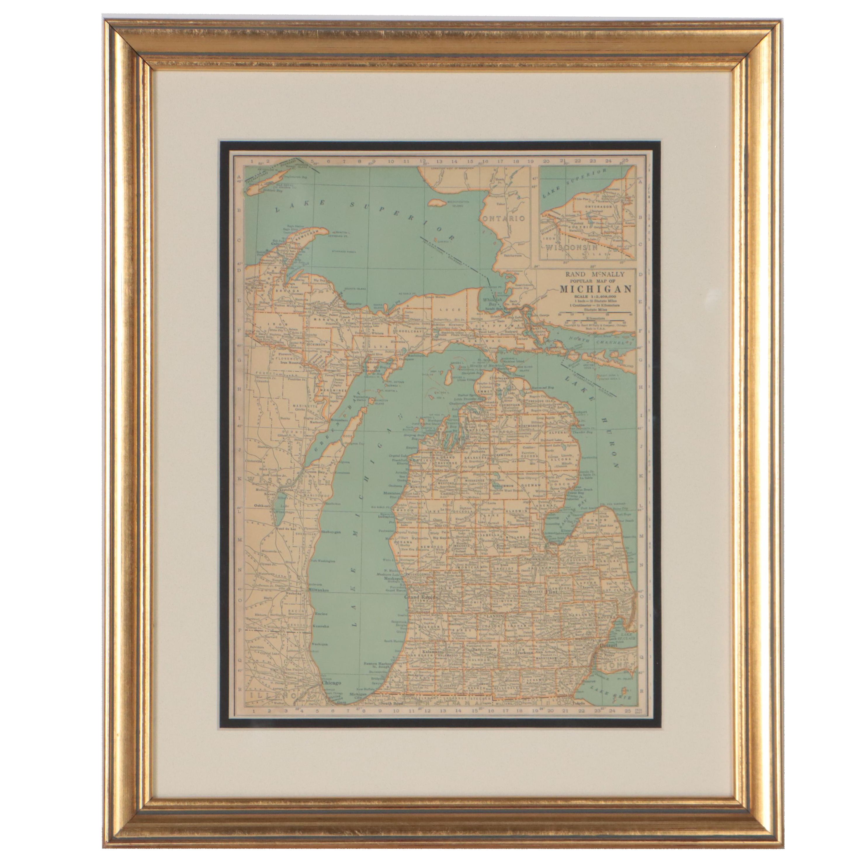 Rand, McNally & Co. Wax Engraving Map of Michigan, Circa 1898