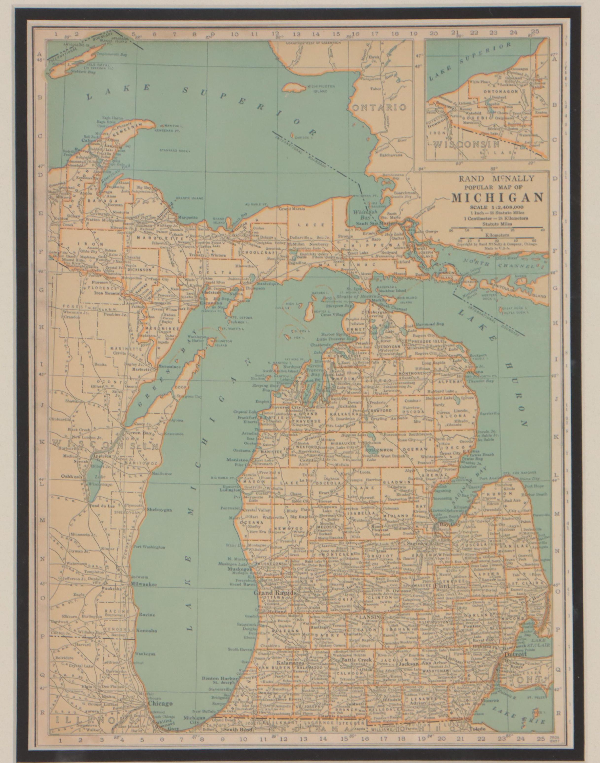Rand, McNally & Co. Wax Engraving Map of Michigan, Circa 1898