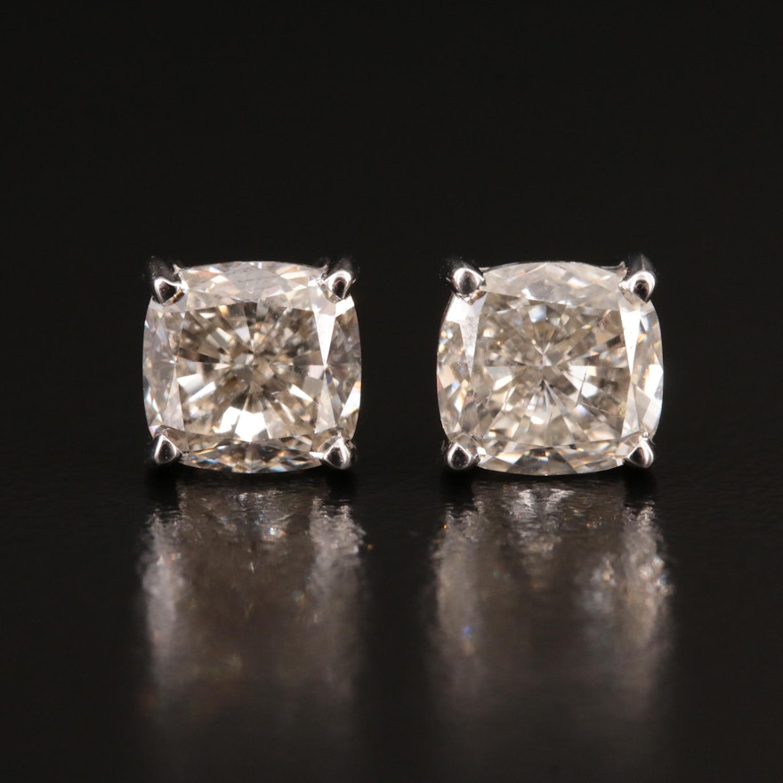 14K 3.53 CTW Lab Grown Diamond Solitaire Stud Earrings