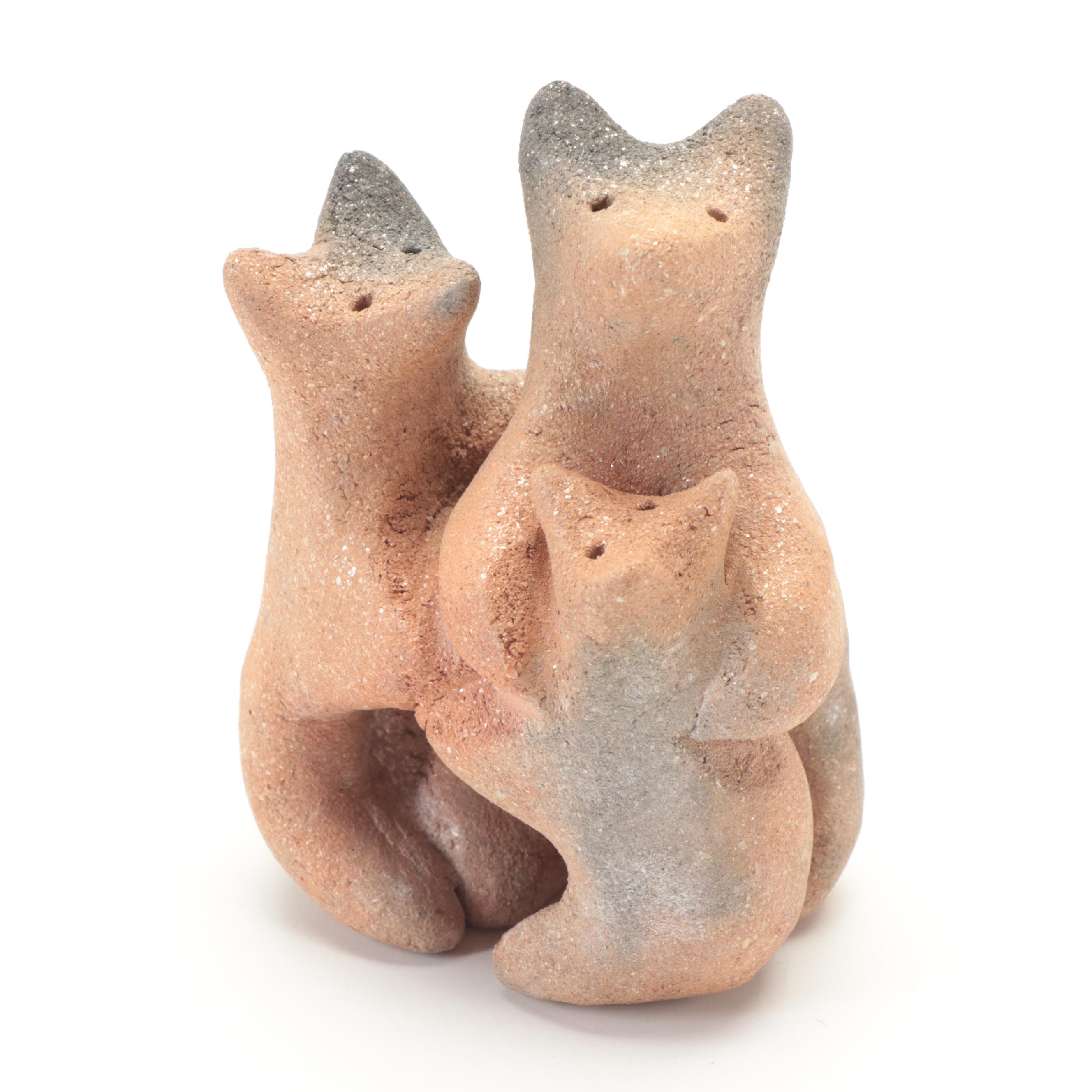 Jason Mondragon Taos Pueblo Pottery Mica Clay Hugging Bear Figurines